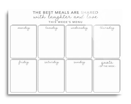 Minimalistic White Laughter and Love Menu Board | 16x12