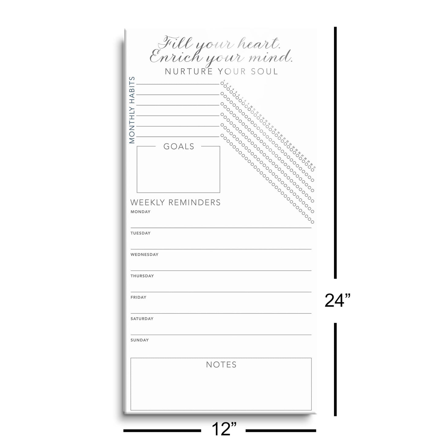 Minimalistic White Nurture Your Soul Habit Tracker | 12x24