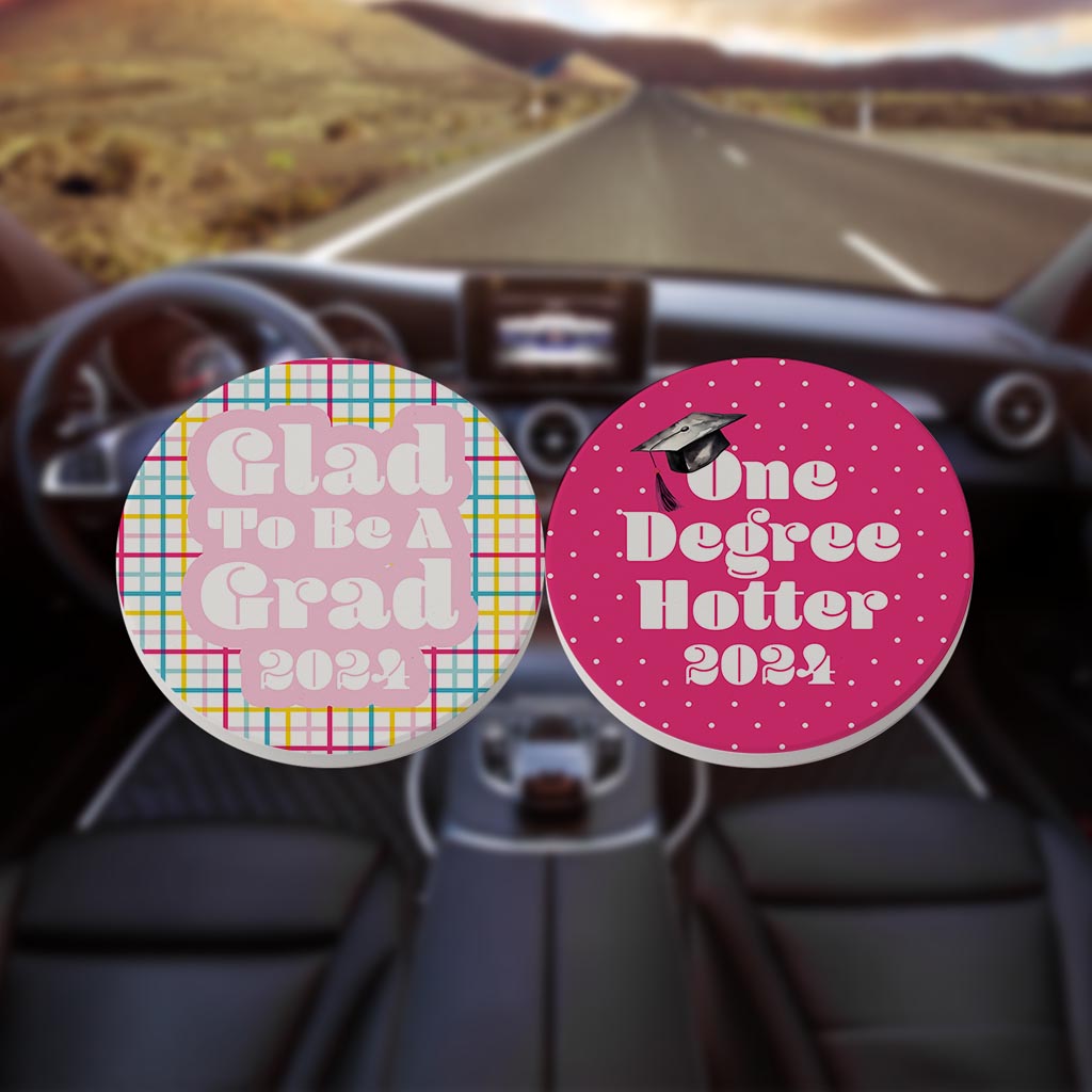 Graduation 2024 Pink Grid & Polka Dot Set | 2.65x2.65