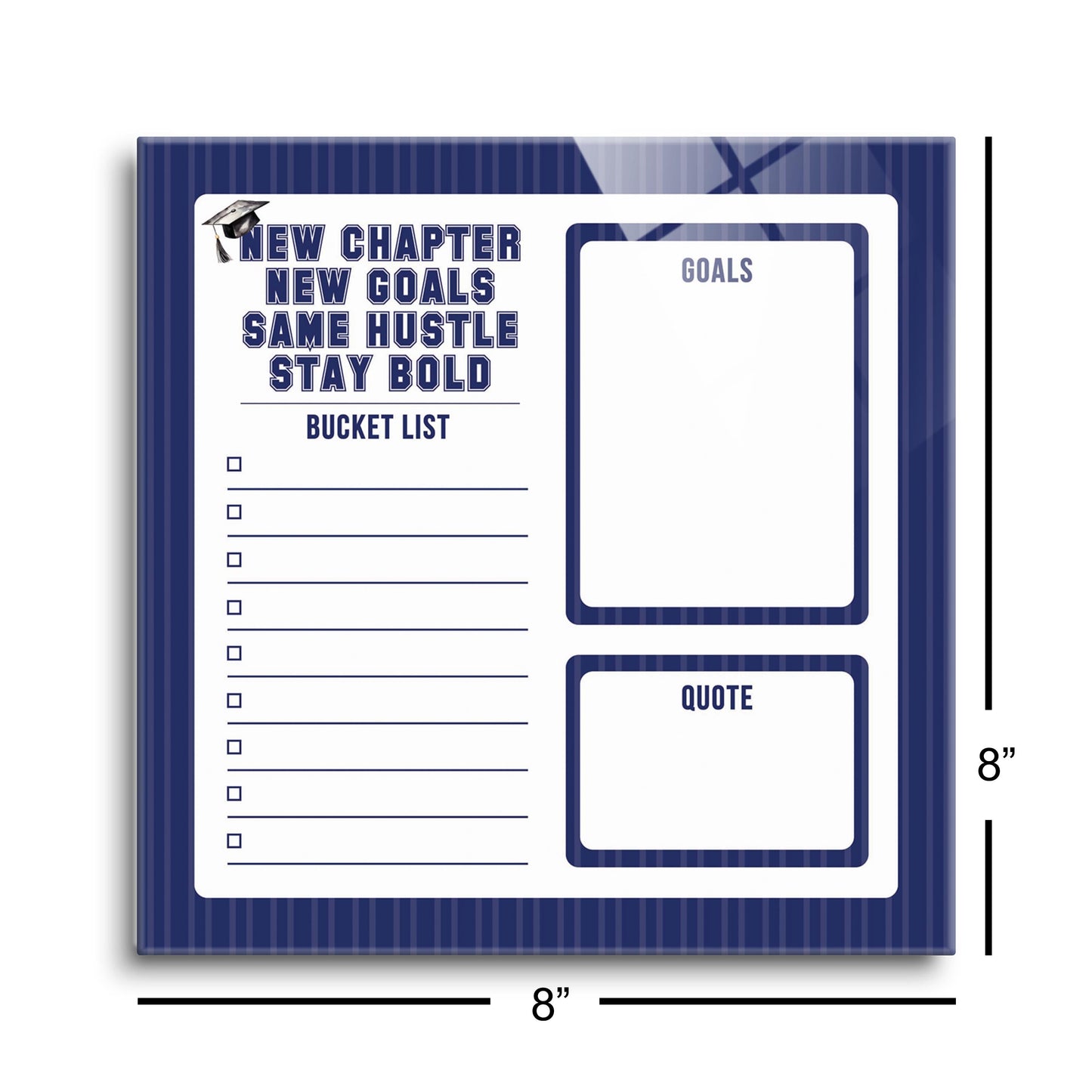 Graduation Tracker Navy Stripe Stay Bold | 8x8