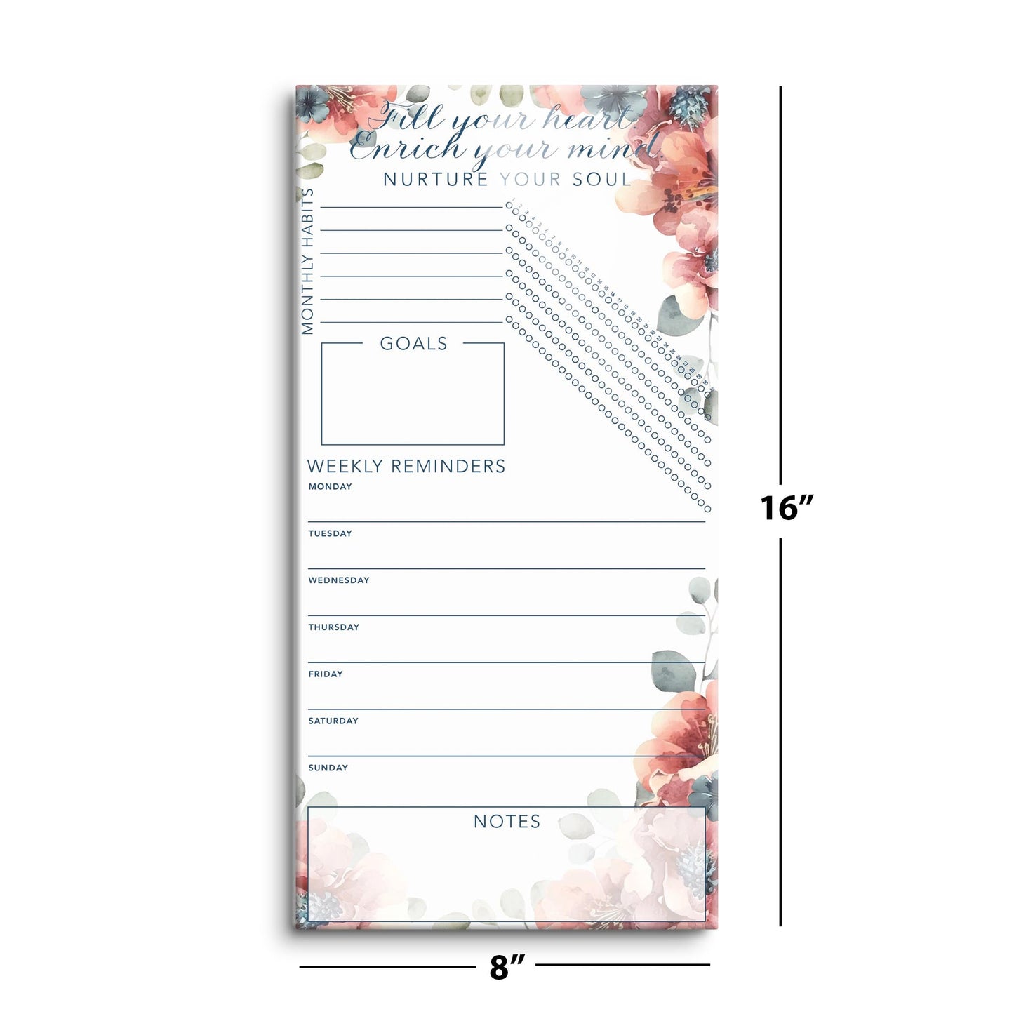 Floral Nurture Your Soul Habit Tracker | 8x16