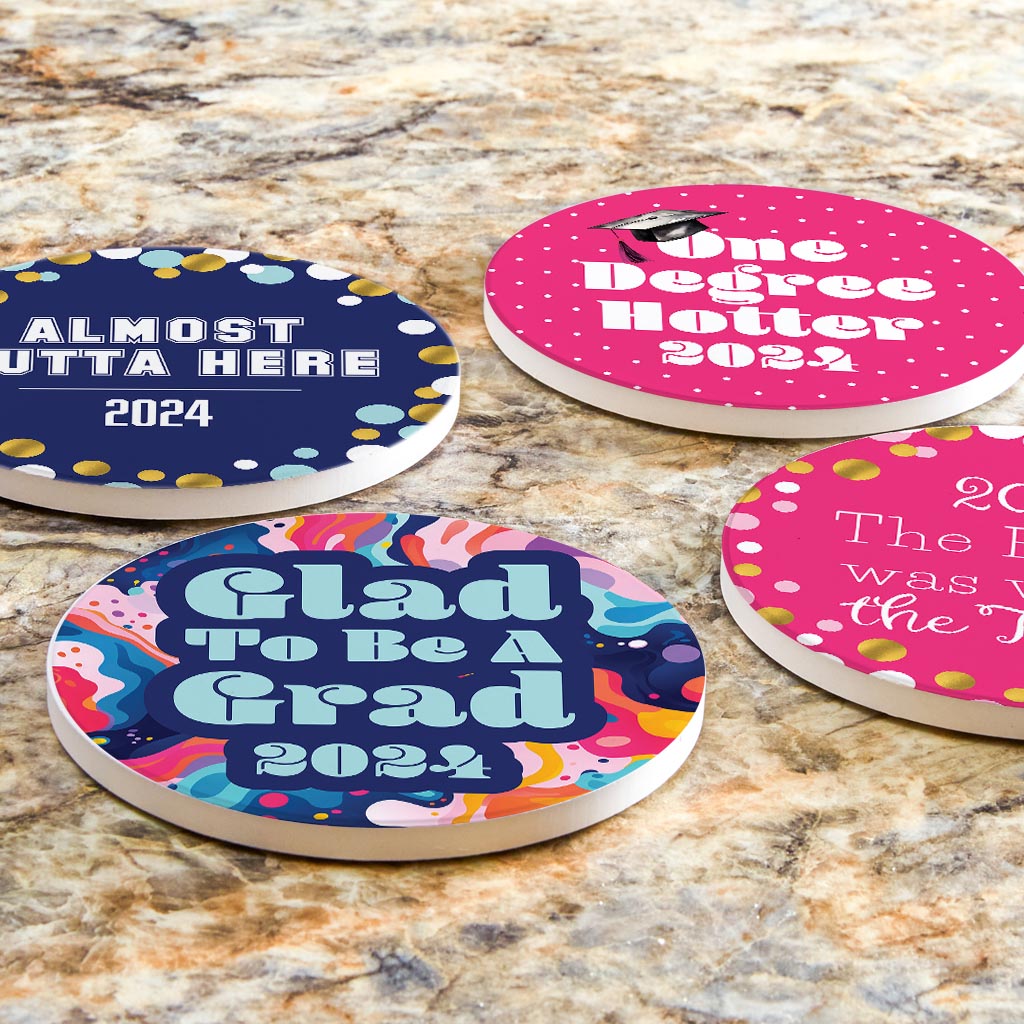 Graduation Offset Circle Coaster Set | 4x4
