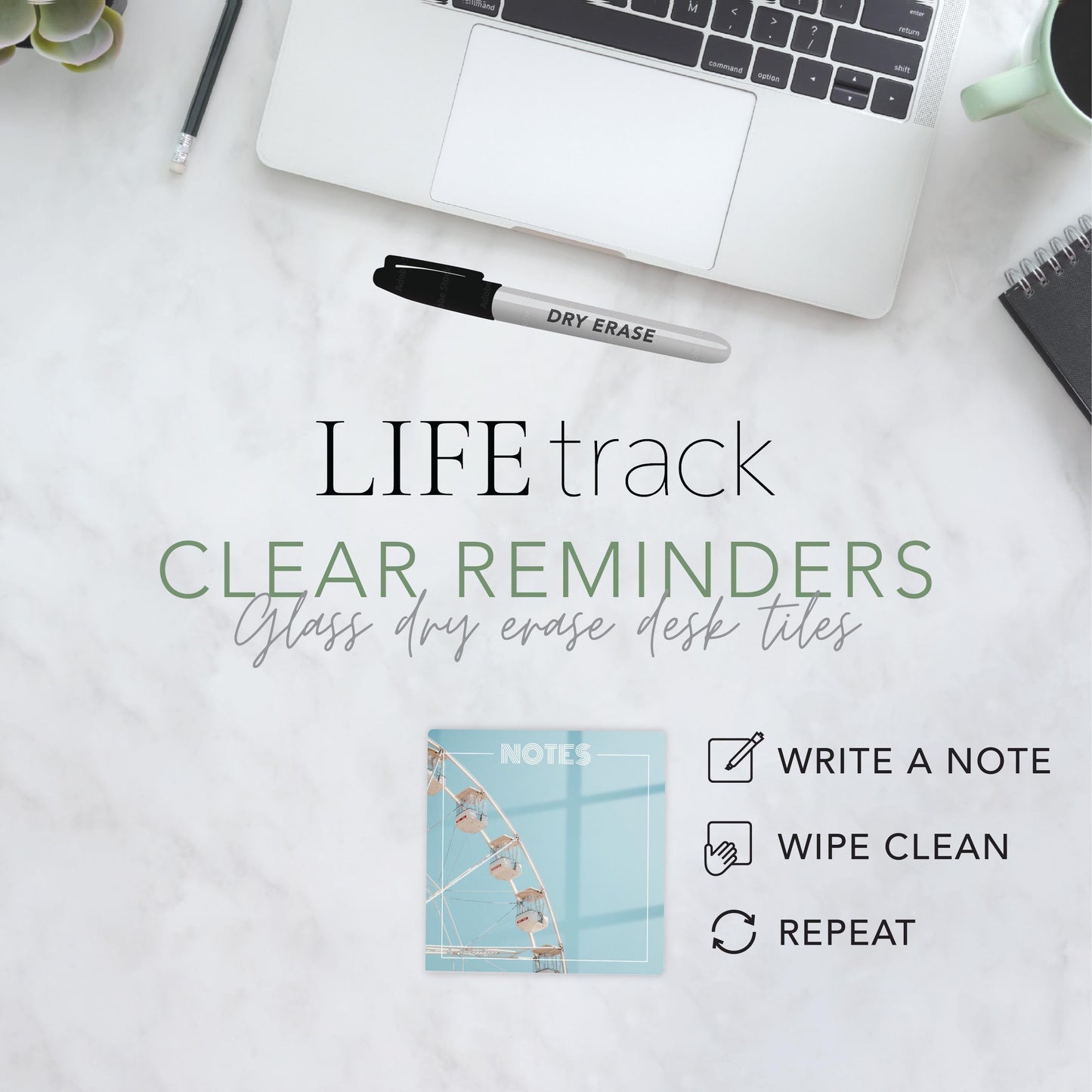 Retro Pastel Notes White Ferris Wheel | 4x4