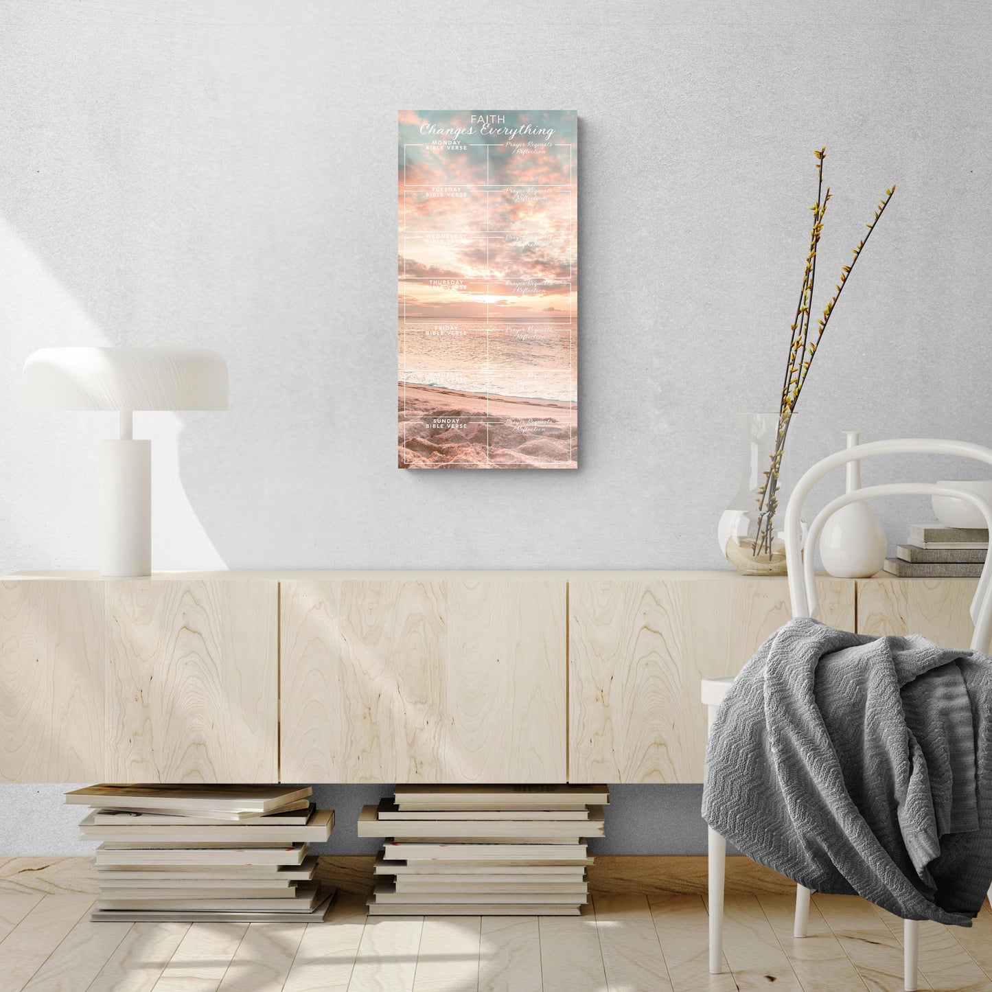 Beach Sunset Faith Changes Everything Prayer Tracker | 12x24