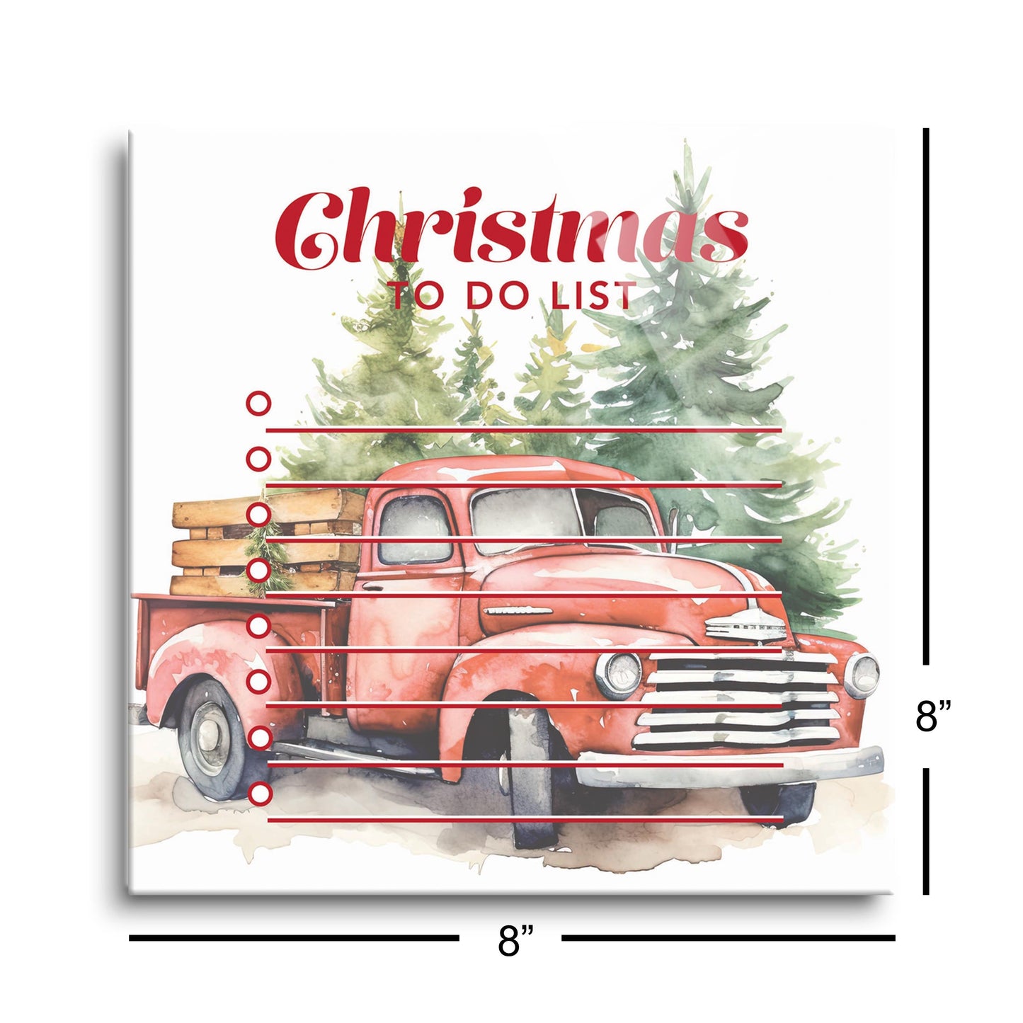 Vintage Red Truck Christmas To Do List | 8x8