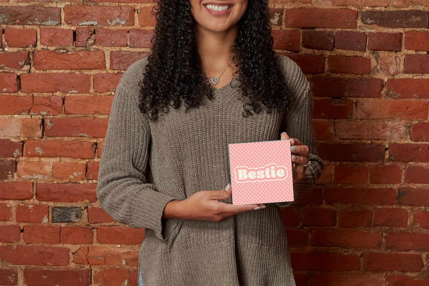 Valentine's Day Bestie Pink Polka Dot | 5x5