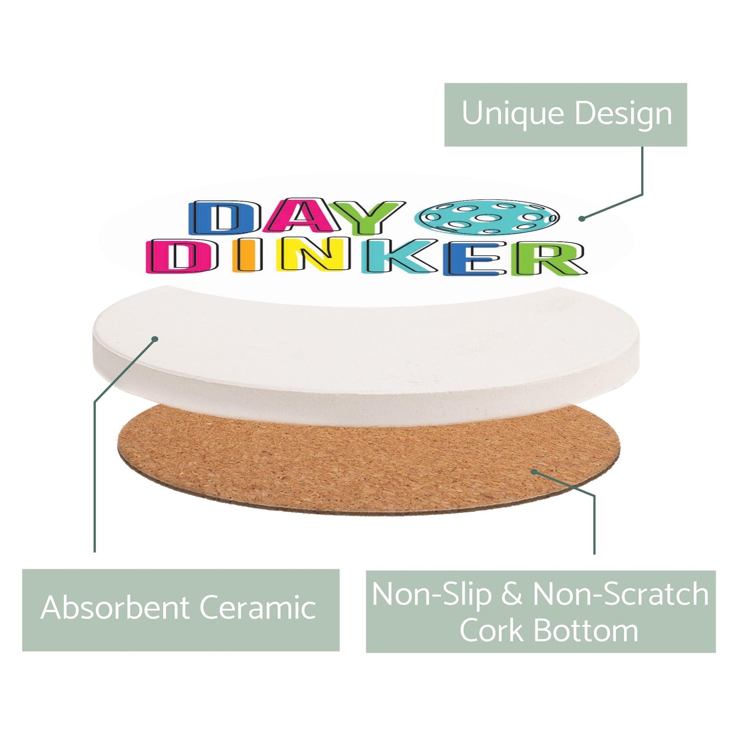 Neon Pickleball Day Dinker White | 4x4