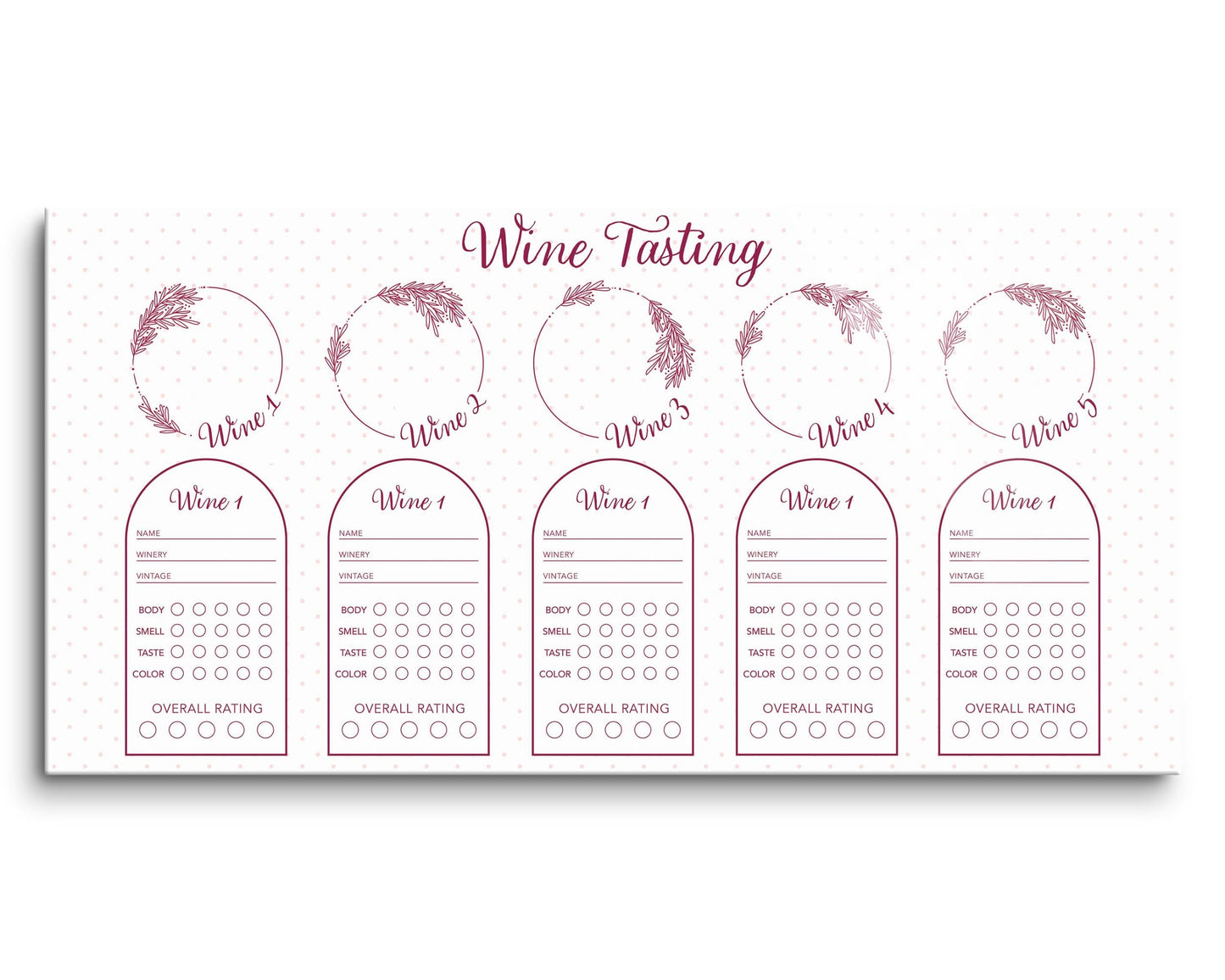 Wine Tasting Tracker White | 16x8