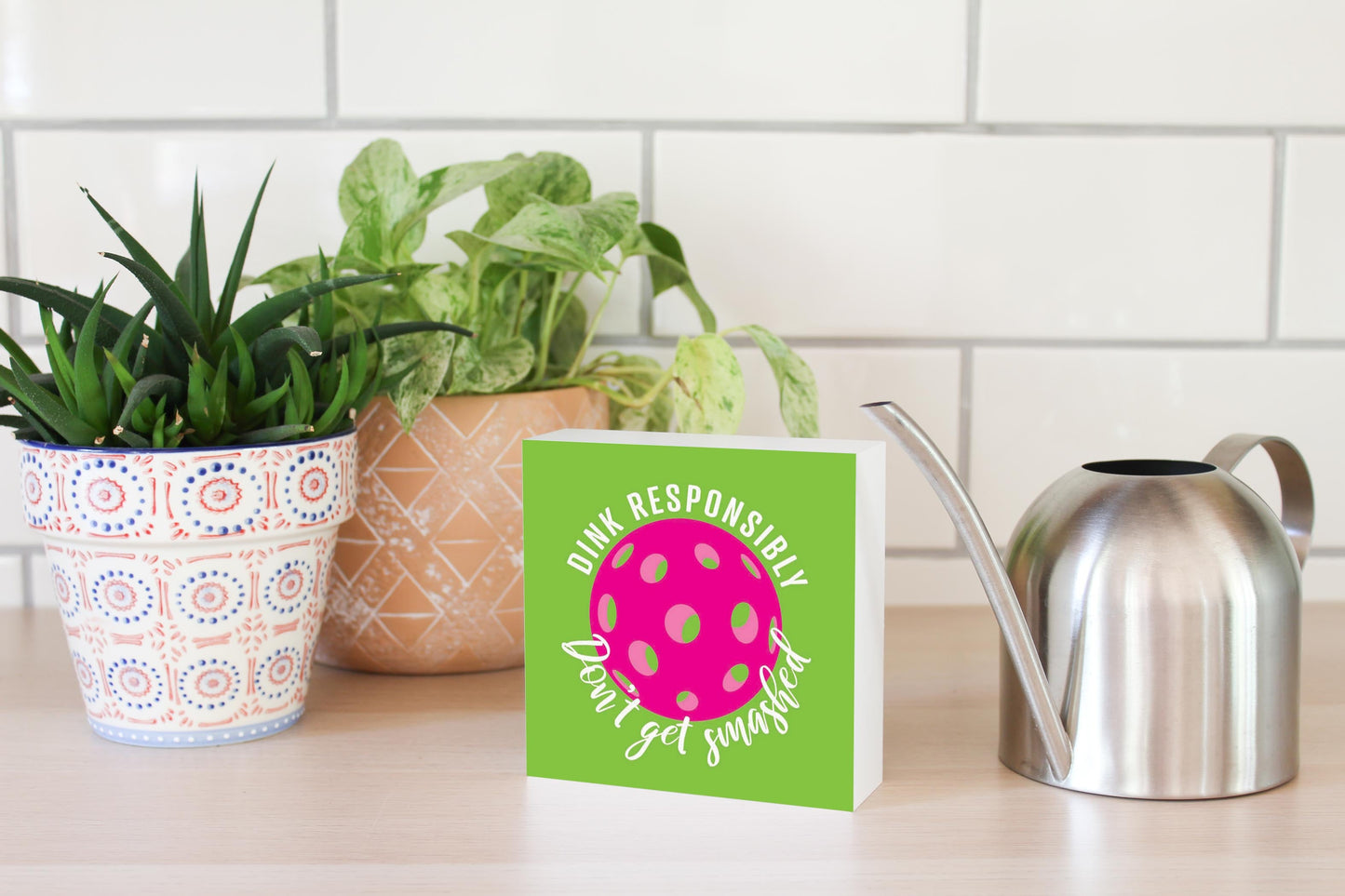 Neon Pickleball Dink Responsibly Green | 5x5