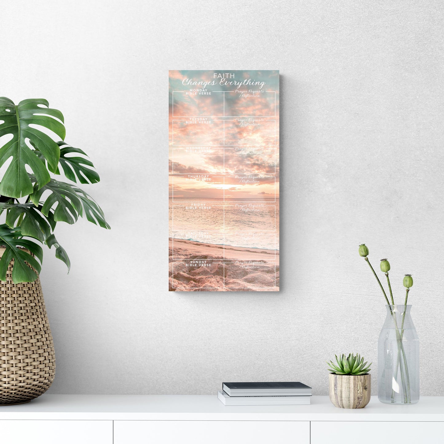 Beach Sunset Faith Changes Everything Prayer Tracker | 12x24