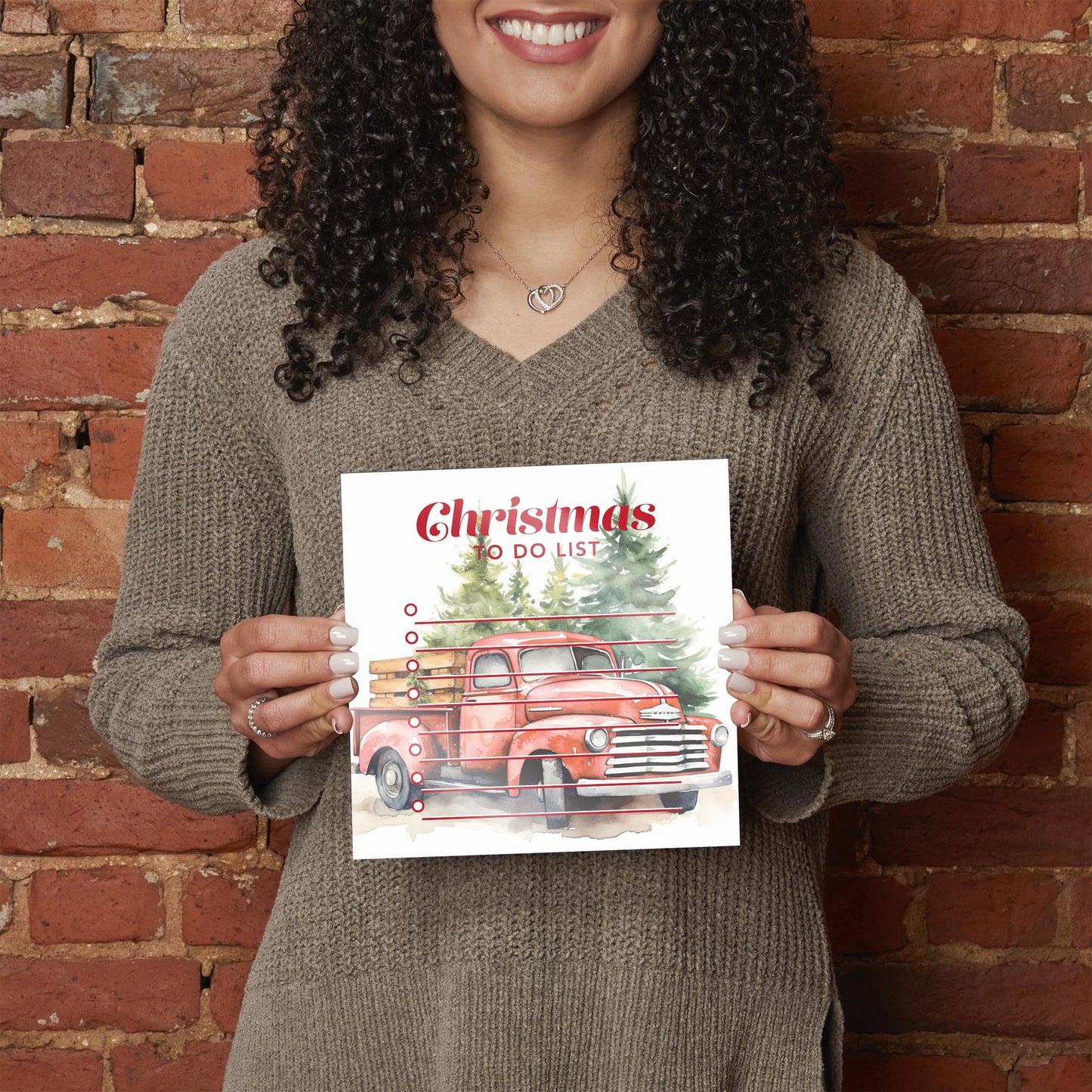 Vintage Red Truck Christmas To Do List | 8x8