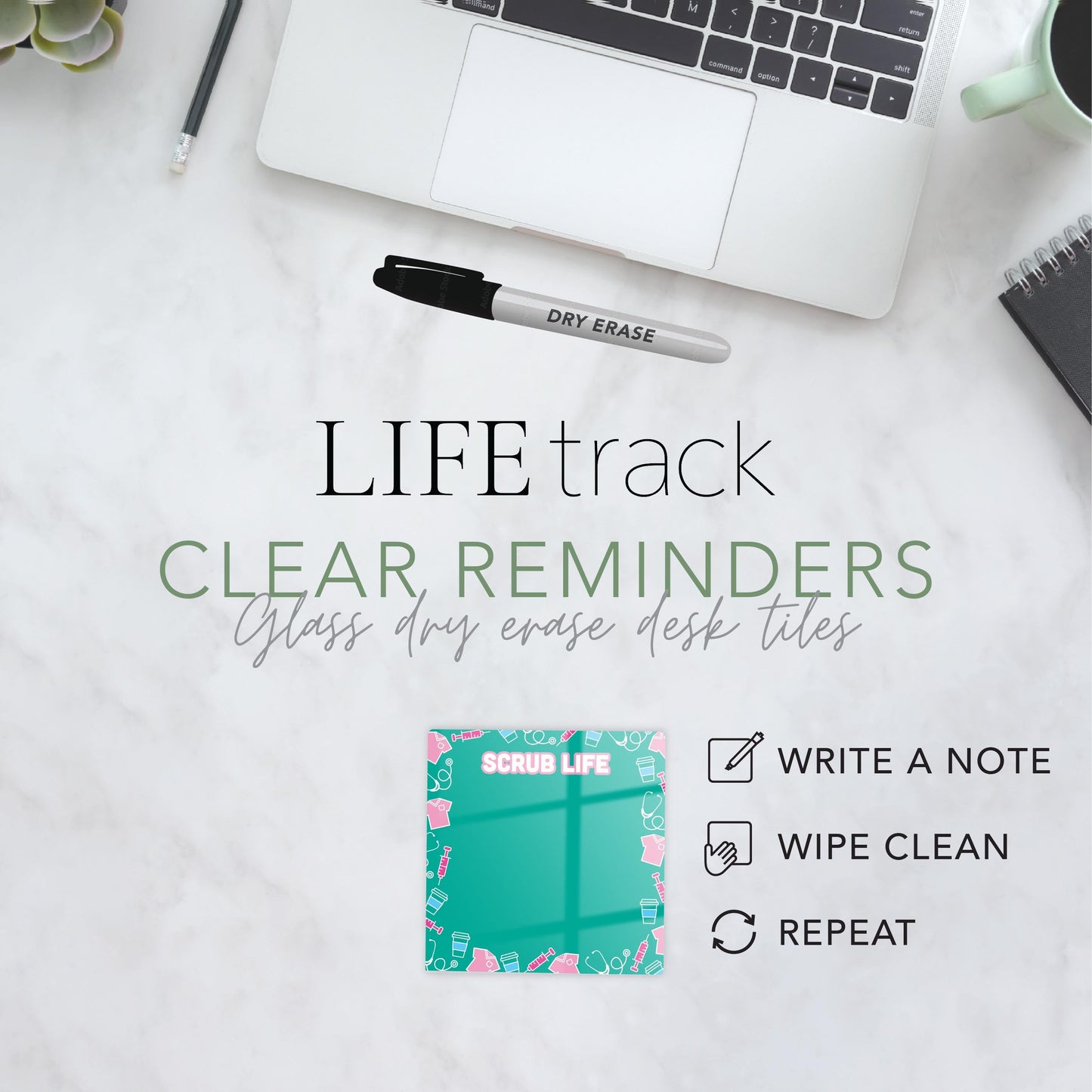 Clear Reminder-Scrub Life Icons Green | 4x4