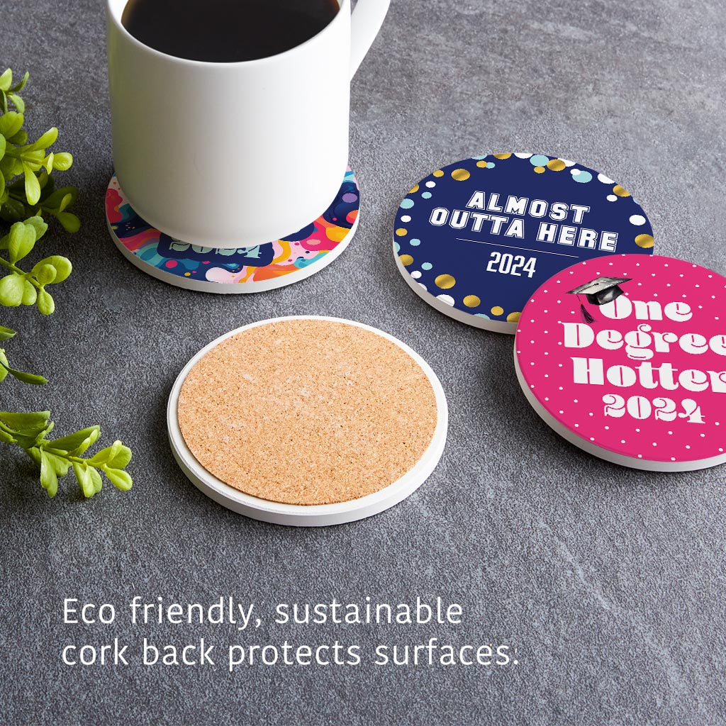 Graduation Offset Circle Coaster Set | 4x4