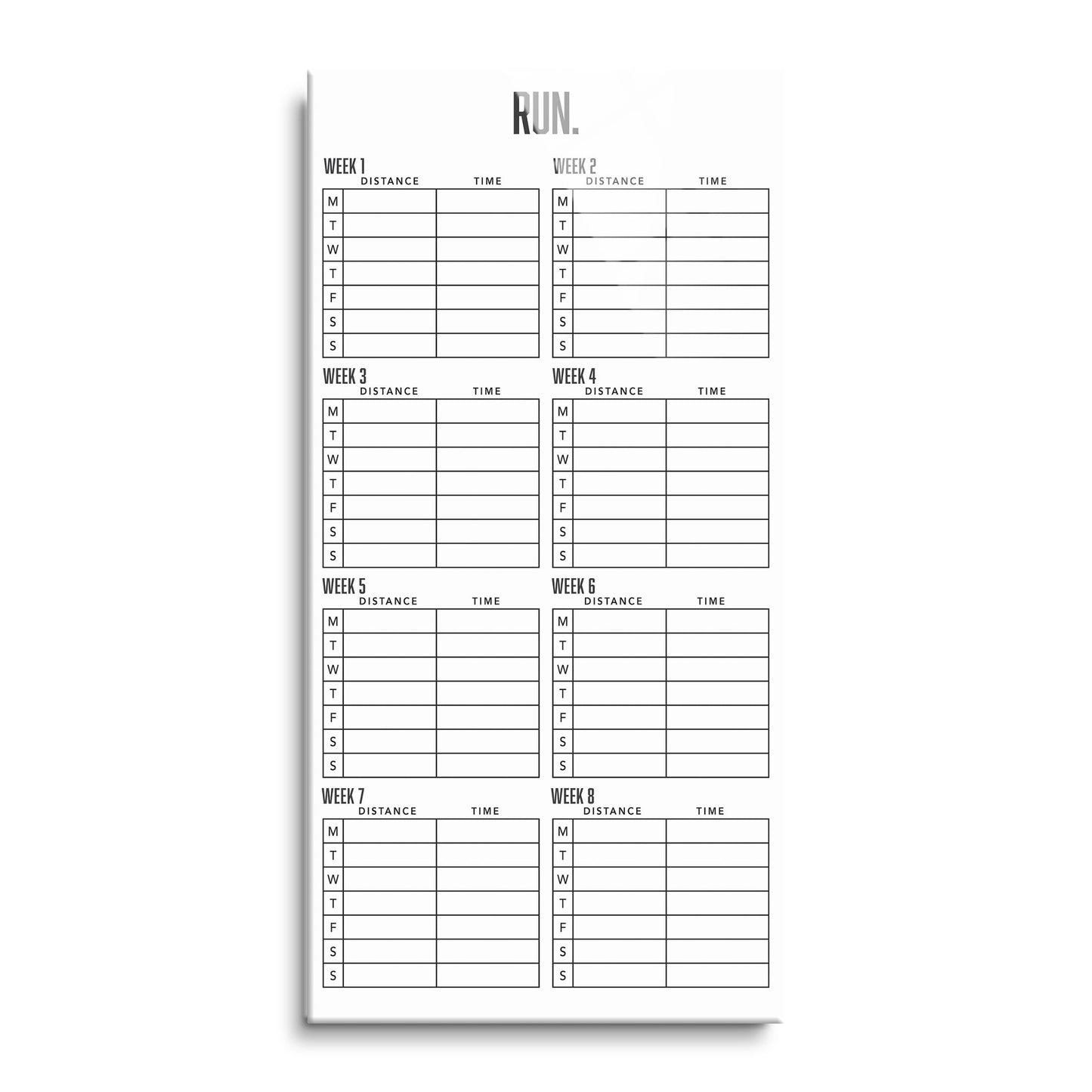 8 Week Running Tracker White | 12x24