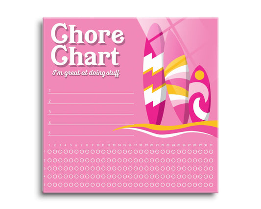 Pink Dream Surfboard Chore Chart | 8x8