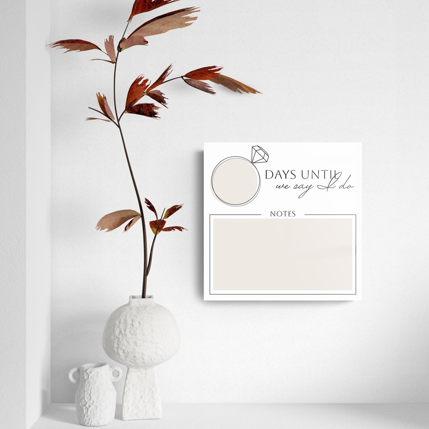 Minimalistic Beige Wedding Countdown with Notes | 8x8