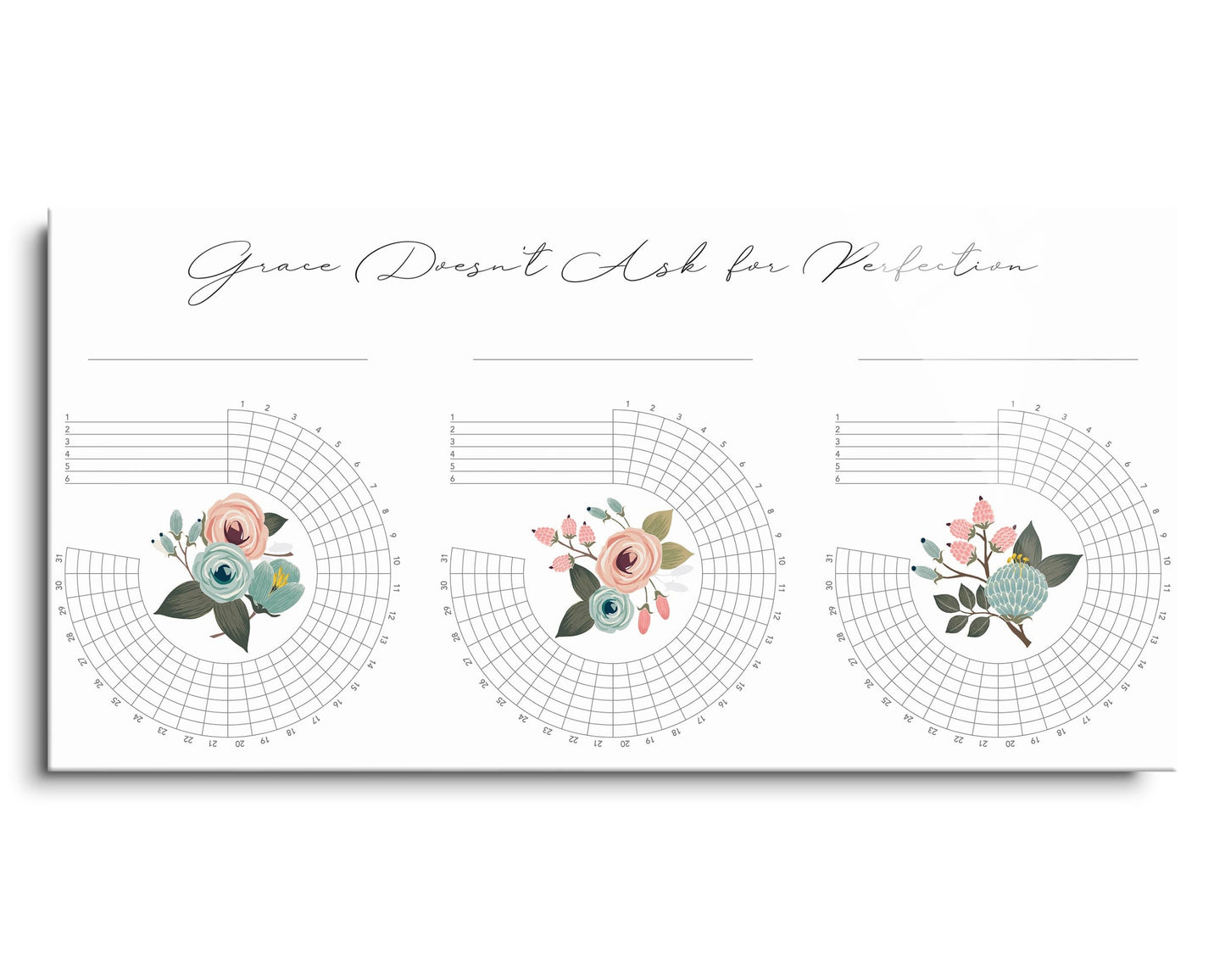 Habit Tracker Tri-Flower Grace Doesn't Ask for Perfection | 24x12