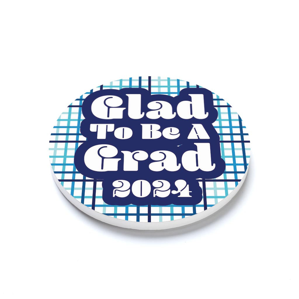 Graduation 2024 Glad To Be A Grad Blue Grid | 4x4