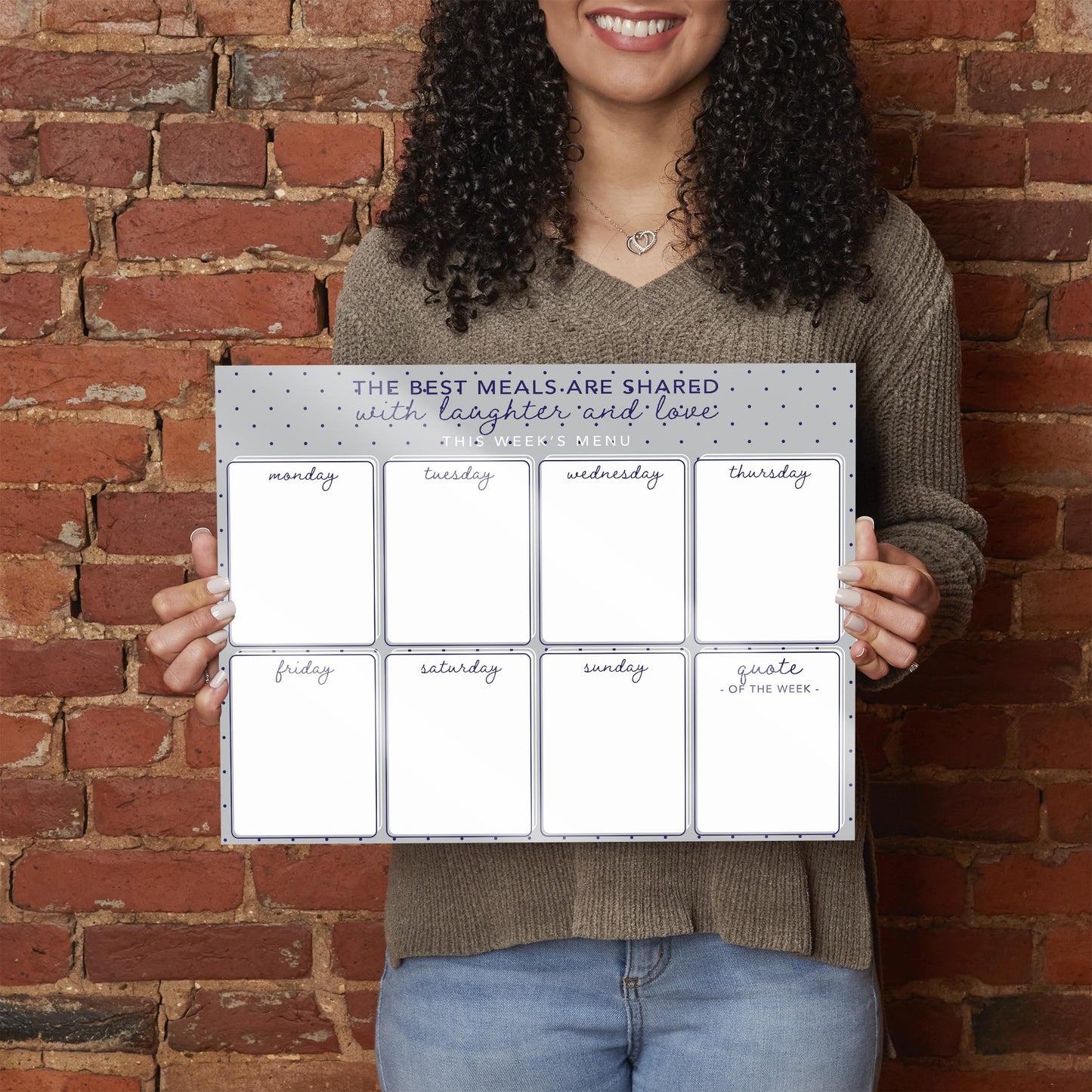 Grey Polka Dot Weekly Menu | 16x12