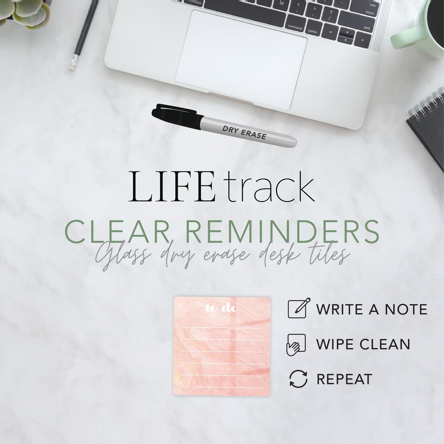 Retro Pastel Notes Pink Marble | 4x4
