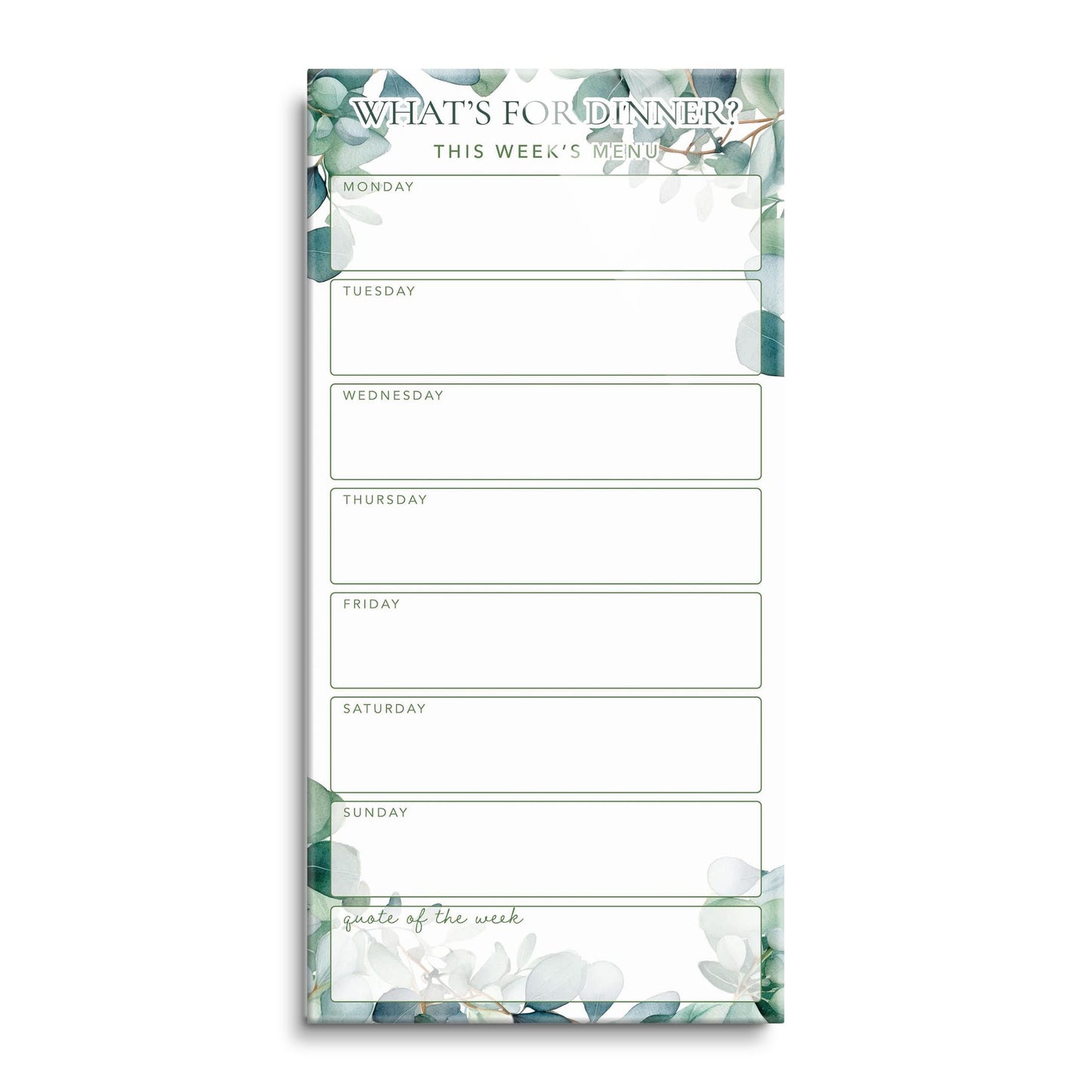 Eucalyptus What's for Dinner Weekly Menu | 12x24