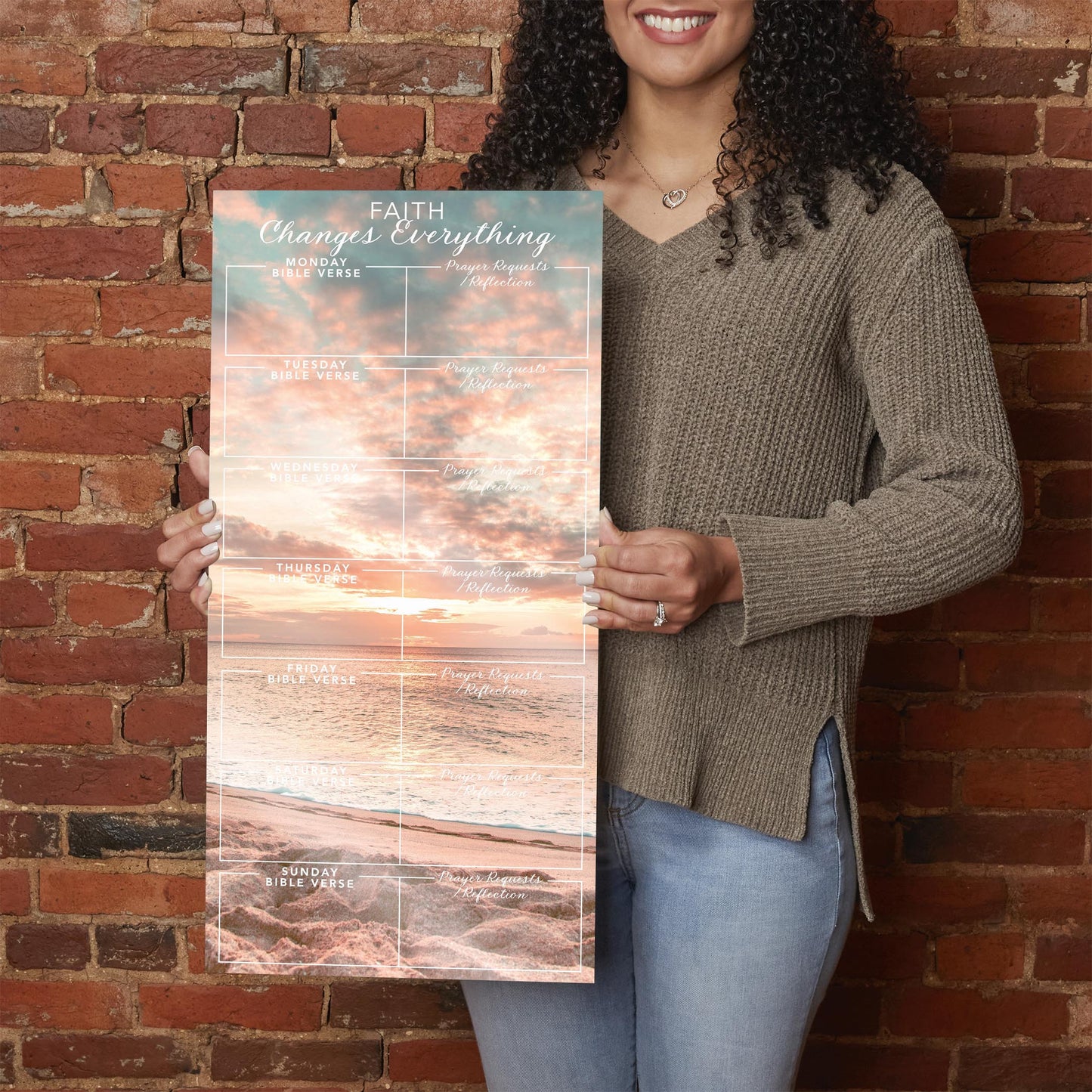 Beach Sunset Faith Changes Everything Prayer Tracker | 12x24