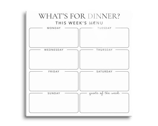Minimalistic What's For Dinner on White | 8x8