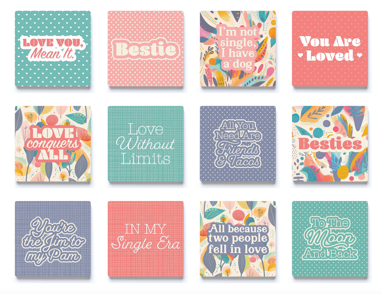 Bestie Square Coasters Pre-Pack | 48 Pieces