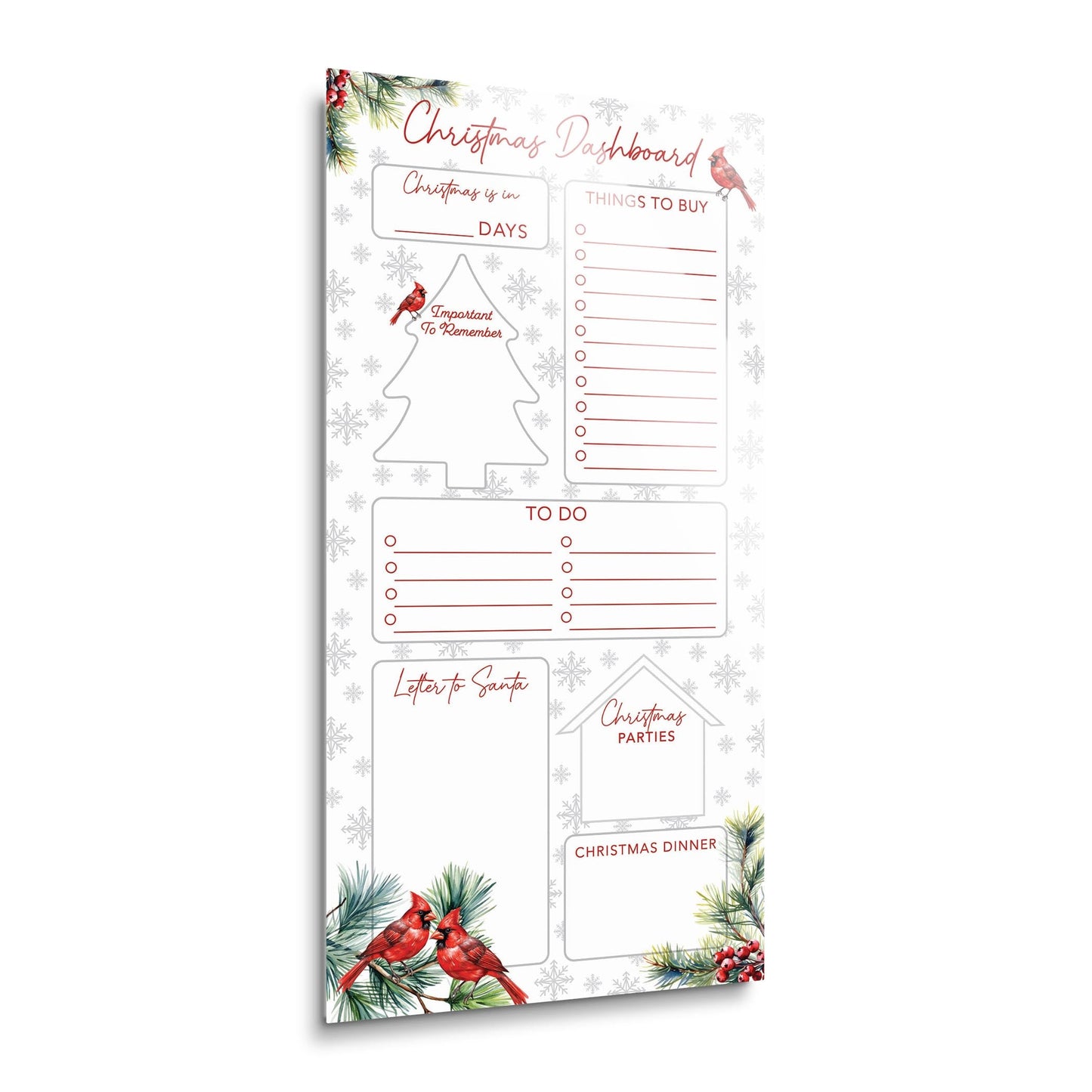 Classic Cardinals Christmas Dashboard | 12x24
