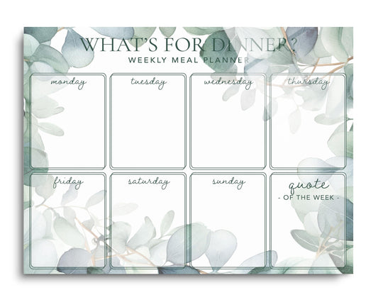 Eucalyptus What's for Dinner Weekly Menu | 16x12