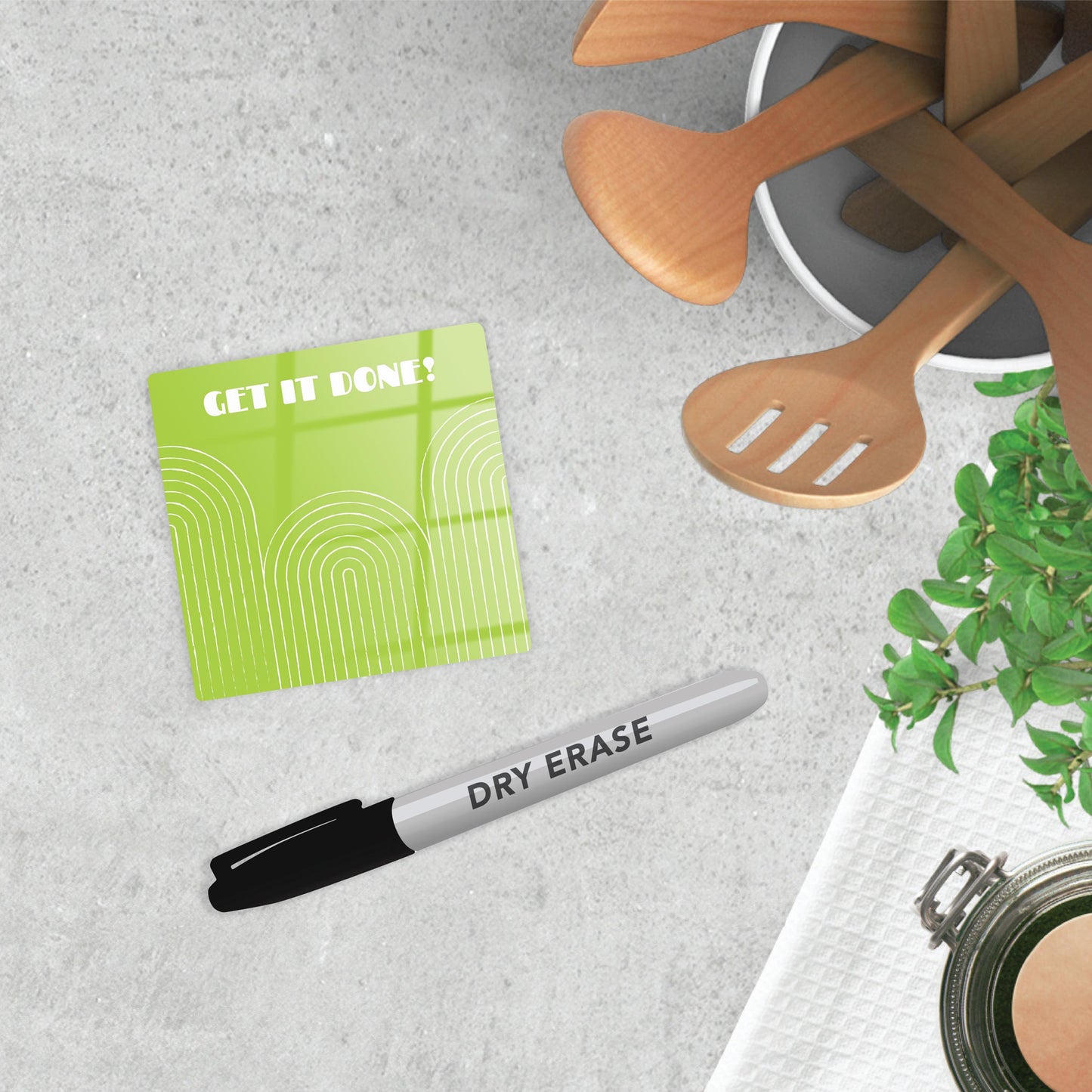 Neon Notes Modern Pattern on Green | 4x4