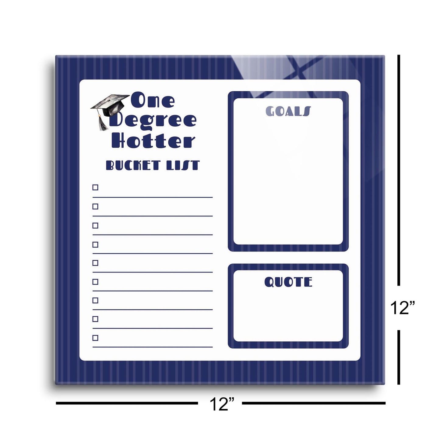 Graduation Tracker Navy Stripe Degree Hotter | 12x12