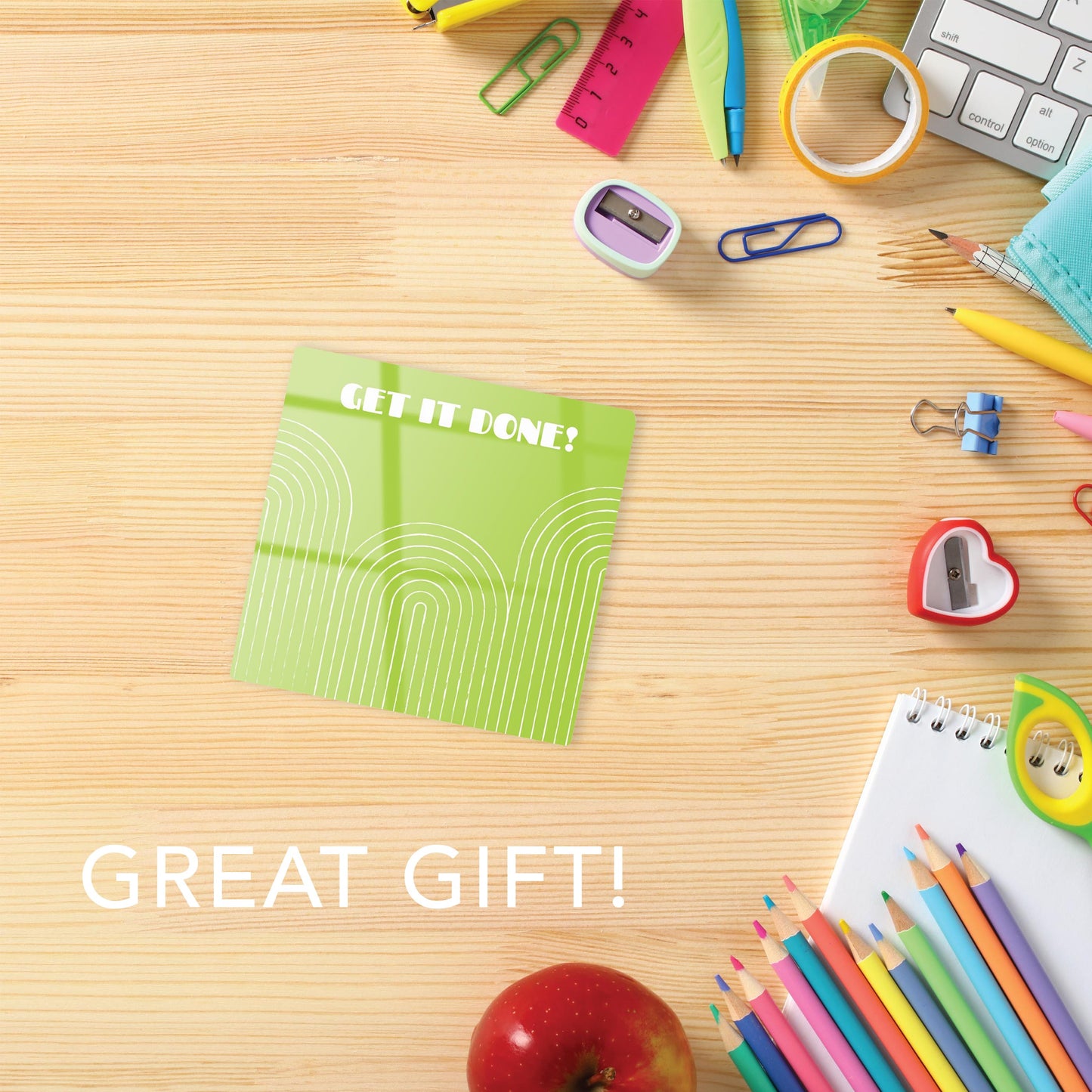 Neon Notes Modern Pattern on Green | 4x4