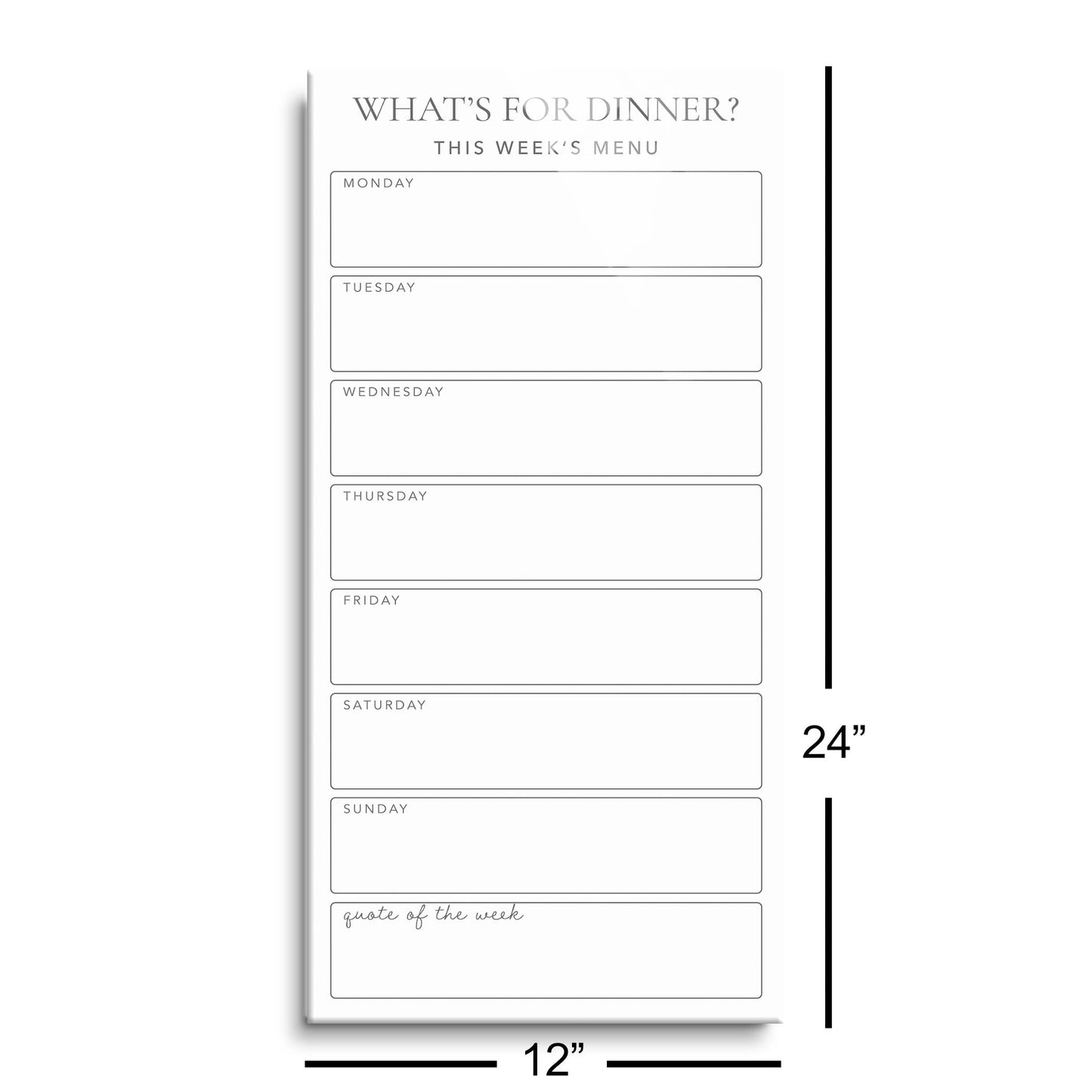 Minimalistic White What's For Dinner Menu Board | 12x24