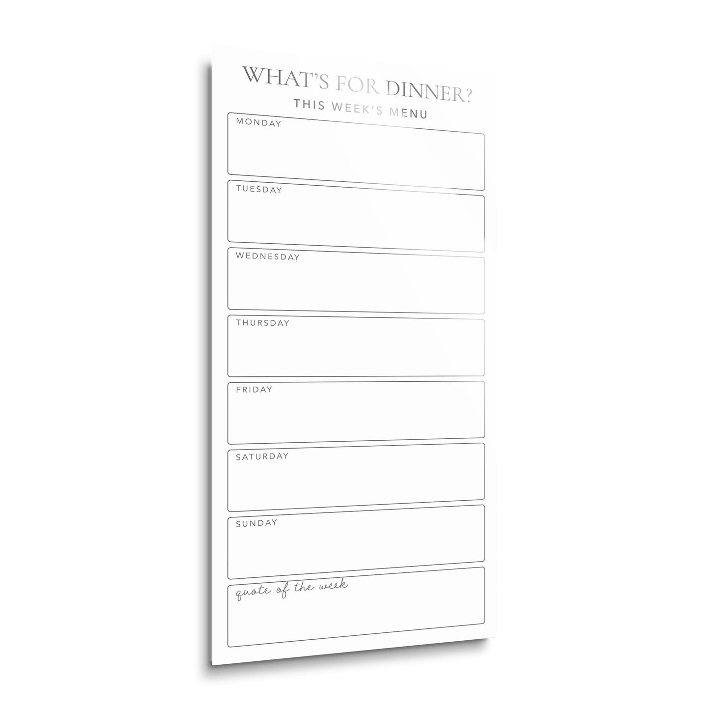 Minimalistic White What's For Dinner Menu Board | 12x24