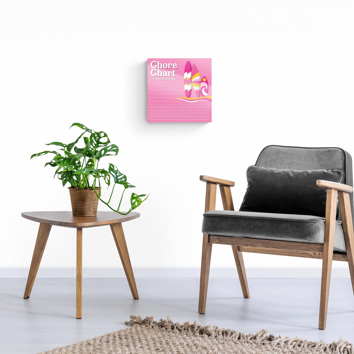 Pink Dream Surfboard Chore Chart | 12x12