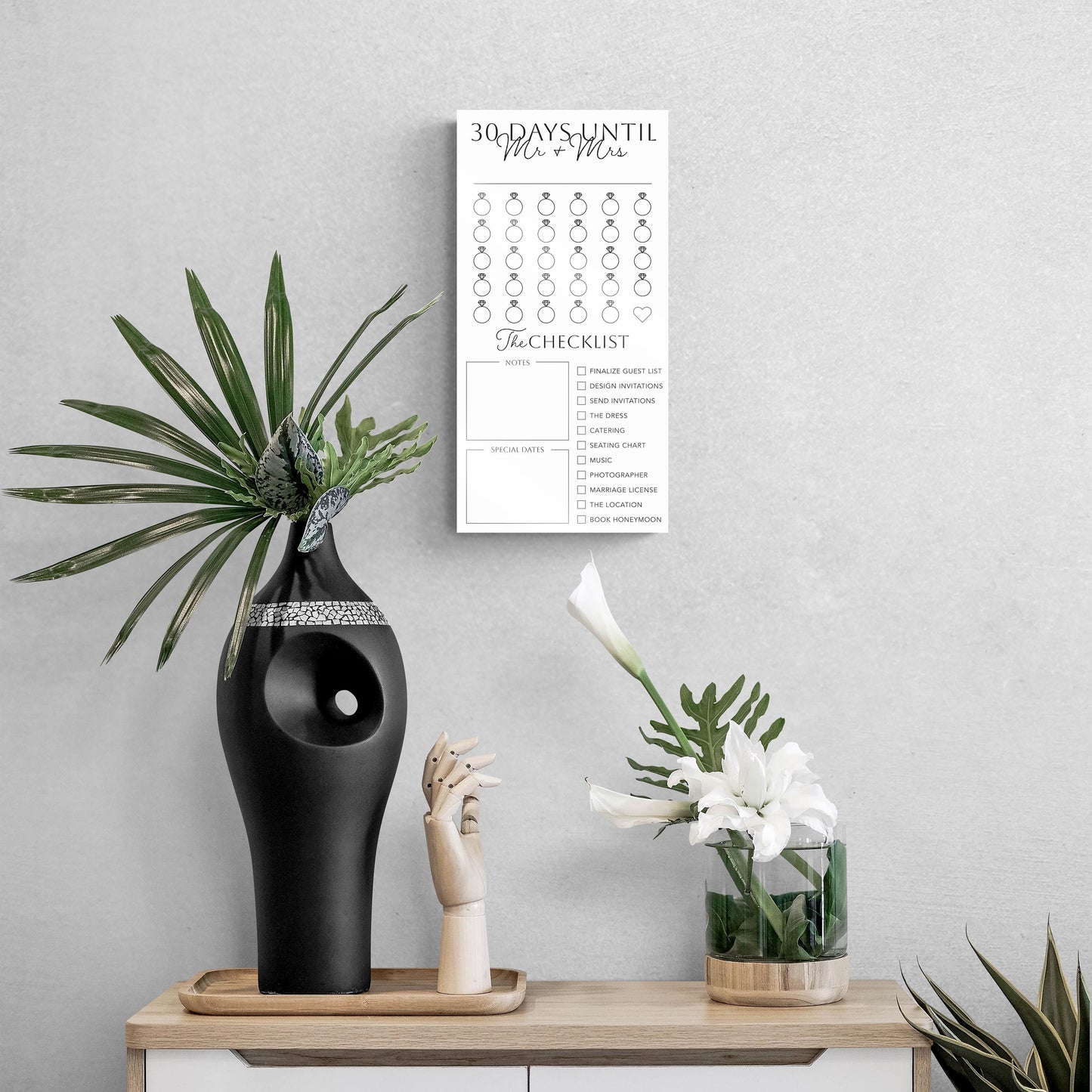 Minimalistic Wedding Tracker On White With List | 8x16