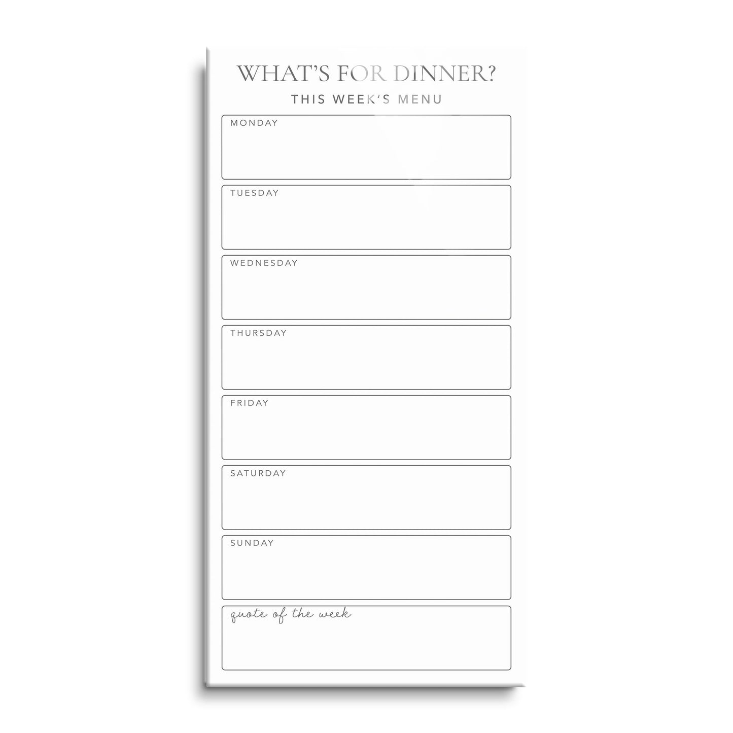 Minimalistic White What's For Dinner Menu Board | 12x24