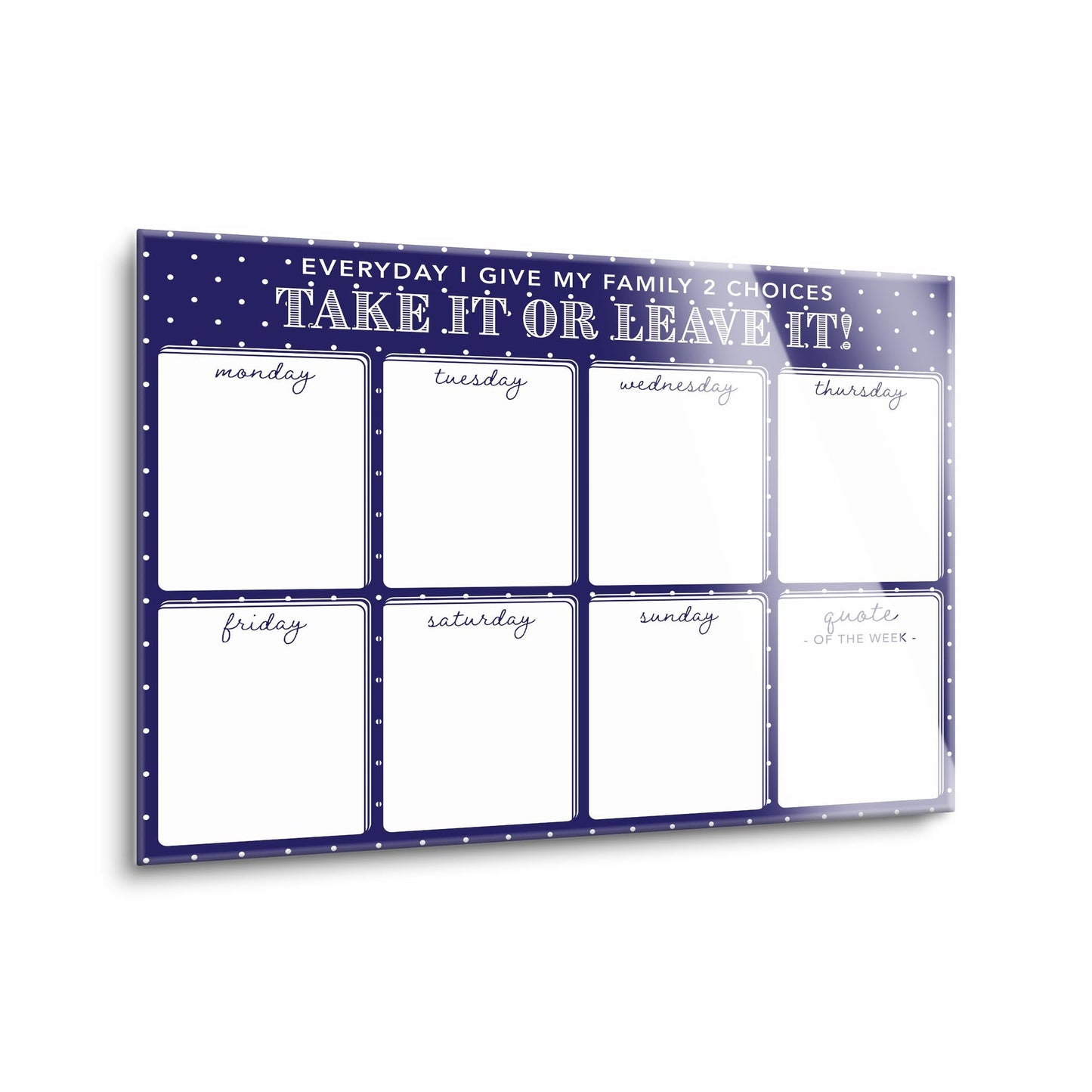 Navy Polka Dot Weekly Menu | 16x12