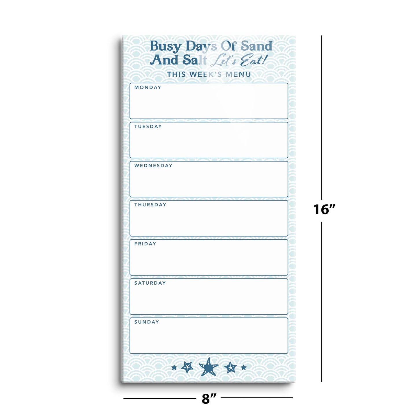 Coastal Sand And Salt Let's Eat Menu Blue | 8x16