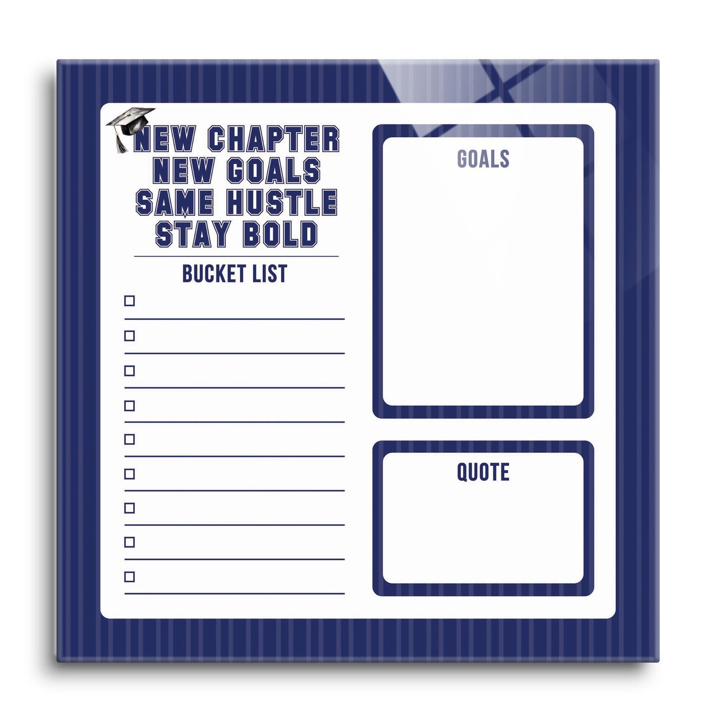 Graduation Tracker Navy Stripe Stay Bold | 12x12