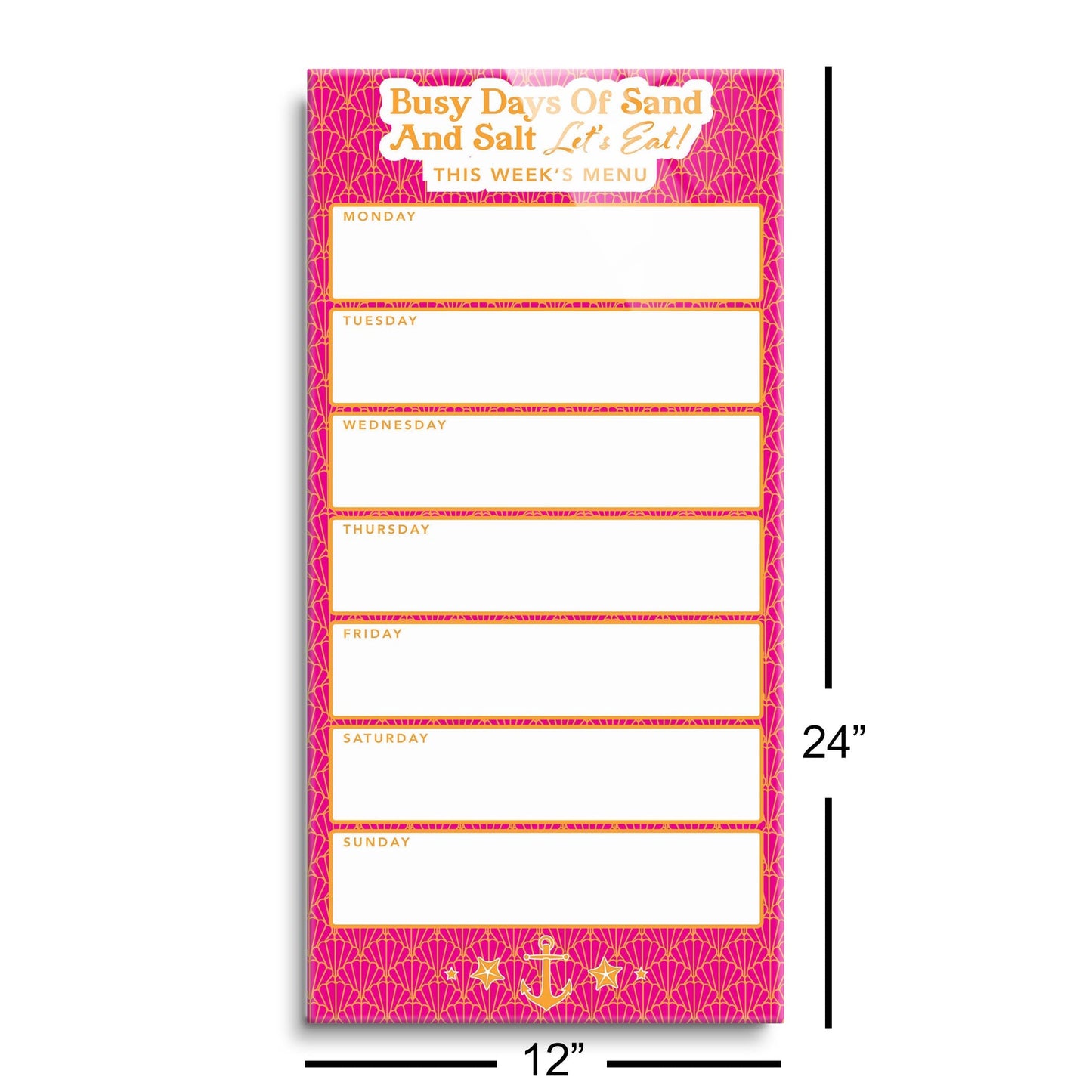 Coastal Sand And Salt Let's Eat Menu Pink | 12x24
