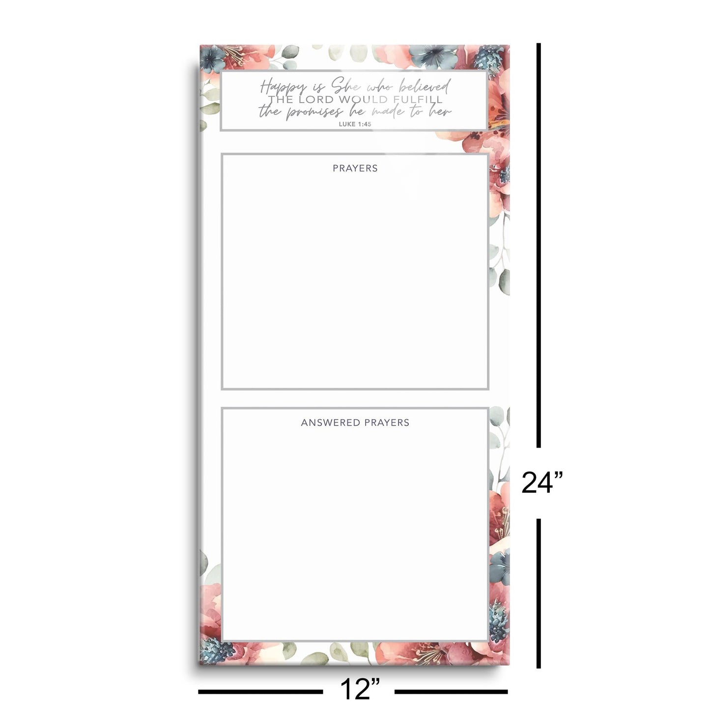 Floral Happy Is She Prayer Tracker | 12x24
