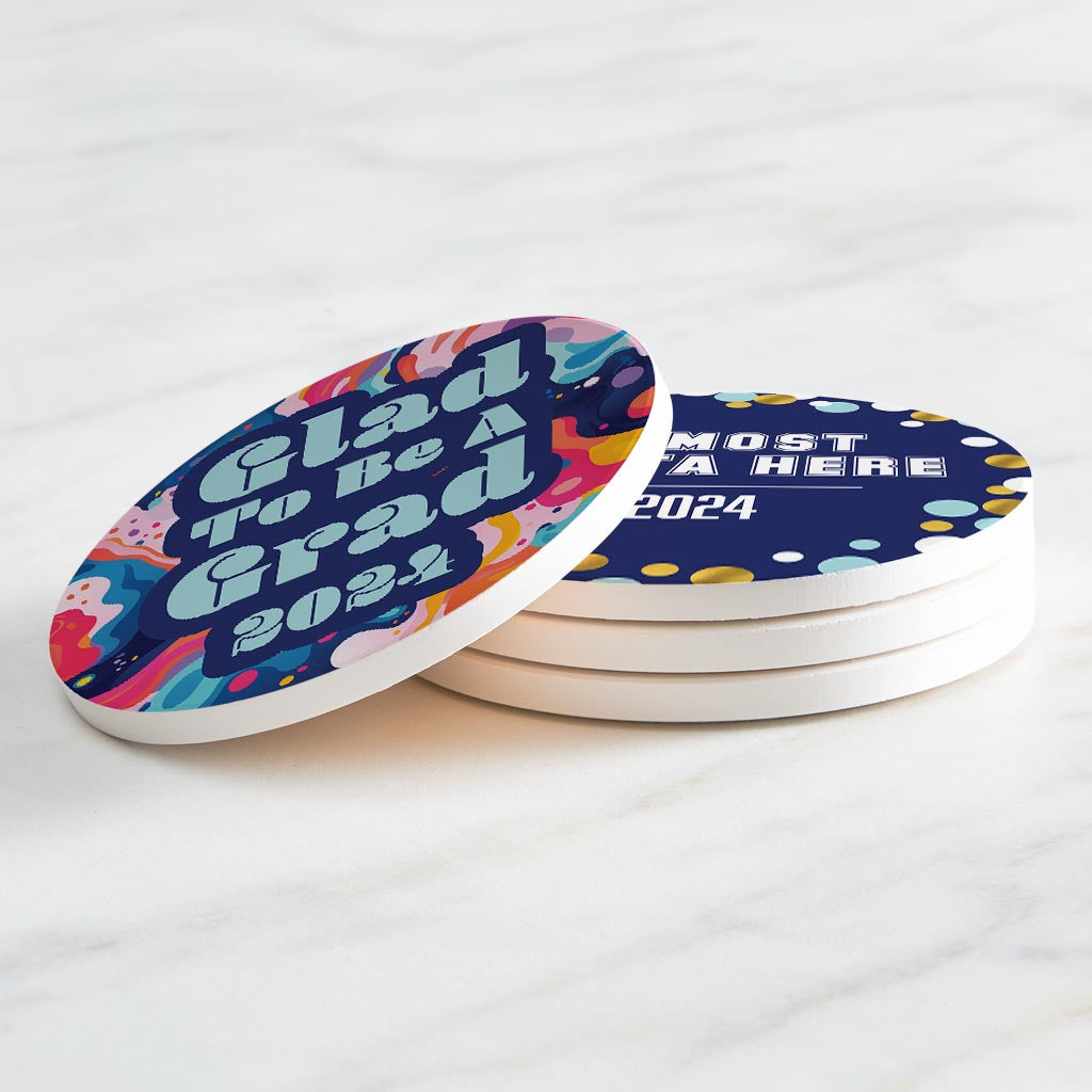 Graduation Offset Circle Coaster Set | 4x4