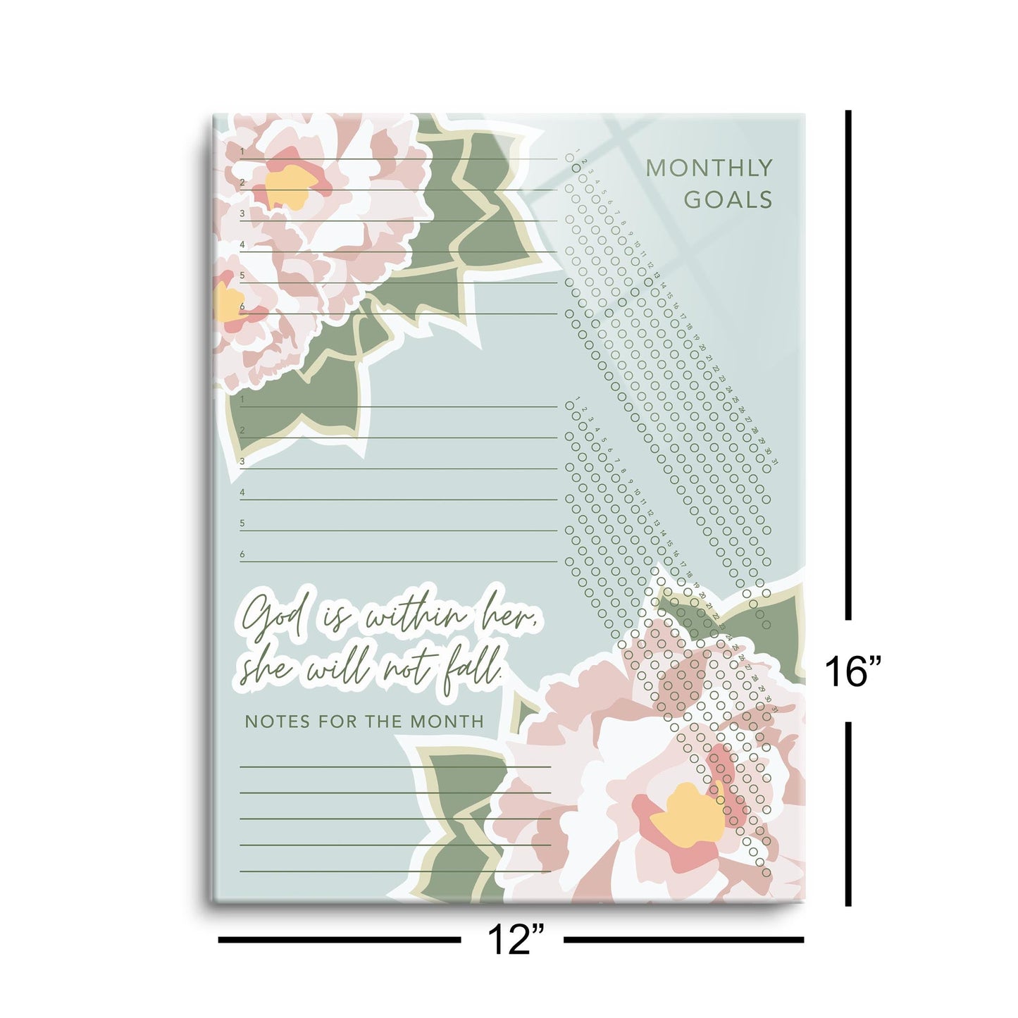 Floral Habit Tracker God is Within Her | 12x16