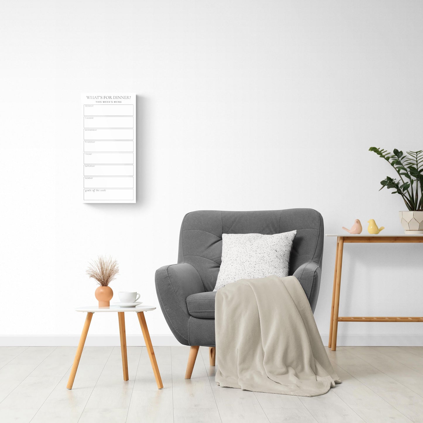 Minimalistic White What's For Dinner Menu Board | 12x24