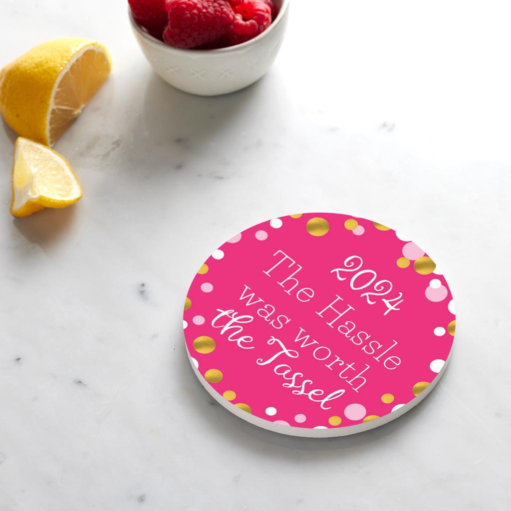 Graduation 2024 Worth The Tassel Pink Confetti | 4x4