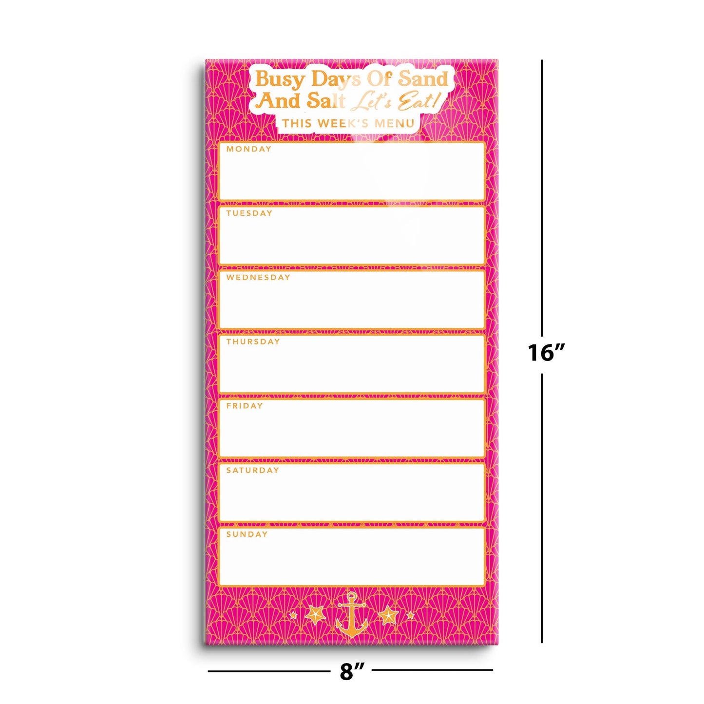 Coastal Sand And Salt Let's Eat Menu Pink | 8x16