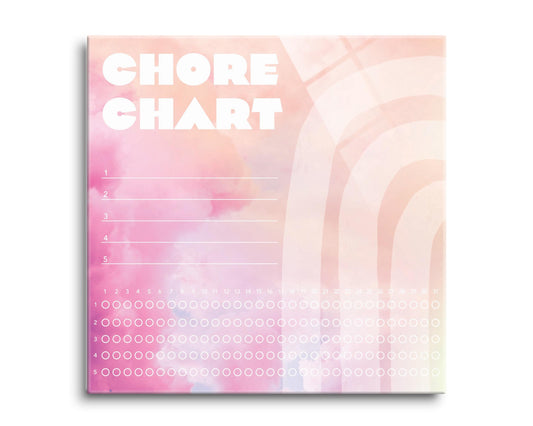 Pink Cloud Rainbow Children's Chore Chart | 8x8