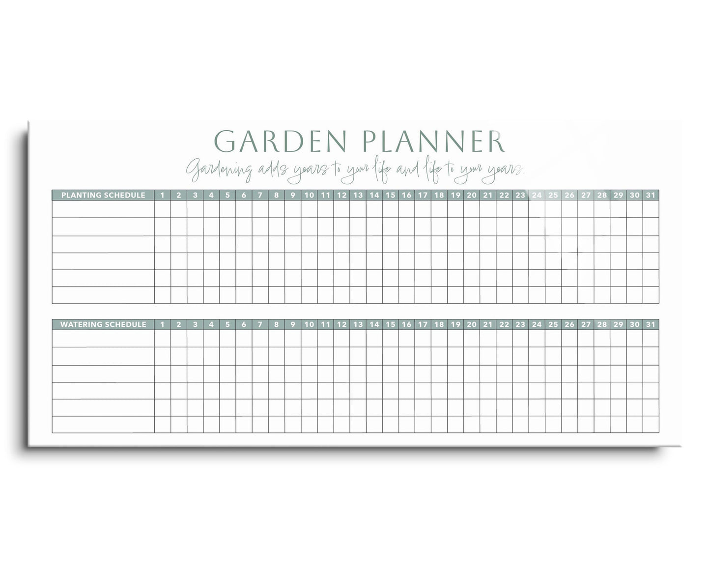 Garden Planner White and Green | 24x12